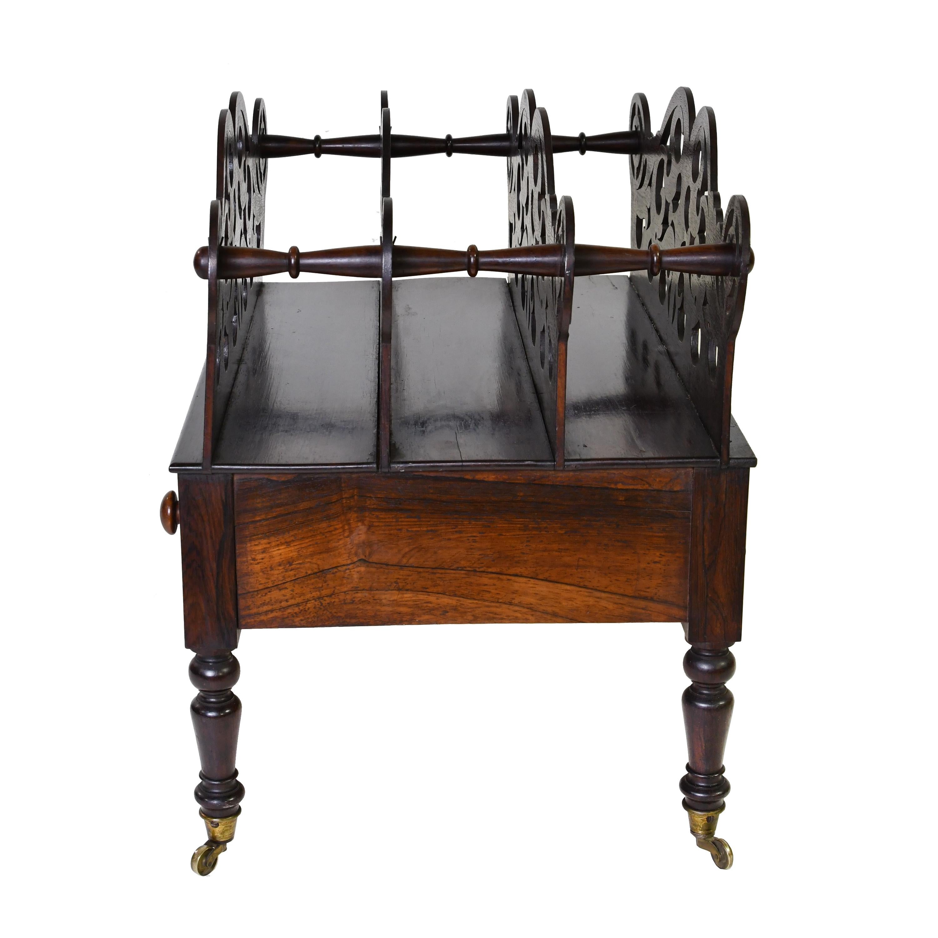 Cast William IV Canterbury or Sheet Music Rack in Rosewood with Fretwork, circa 1830