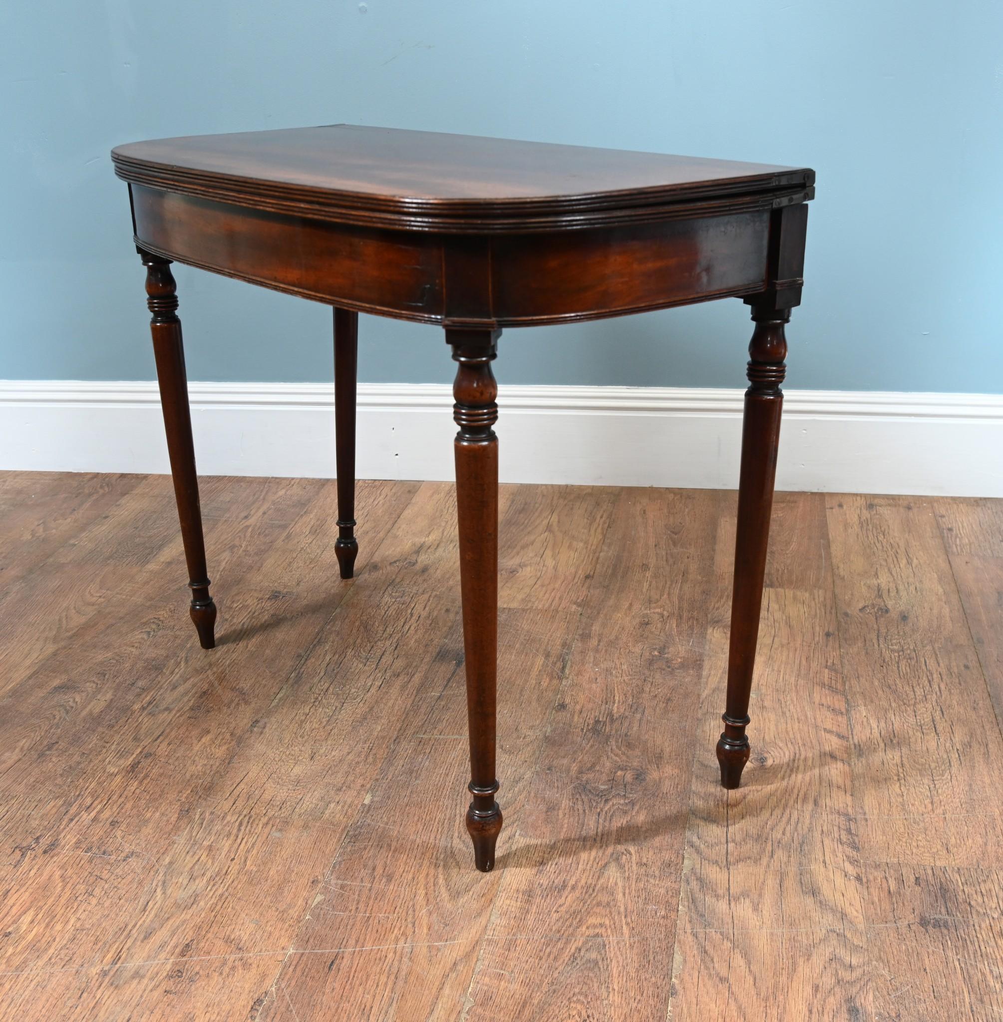 William IV Card Table Mahogany D End Console In Good Condition For Sale In Potters Bar, GB