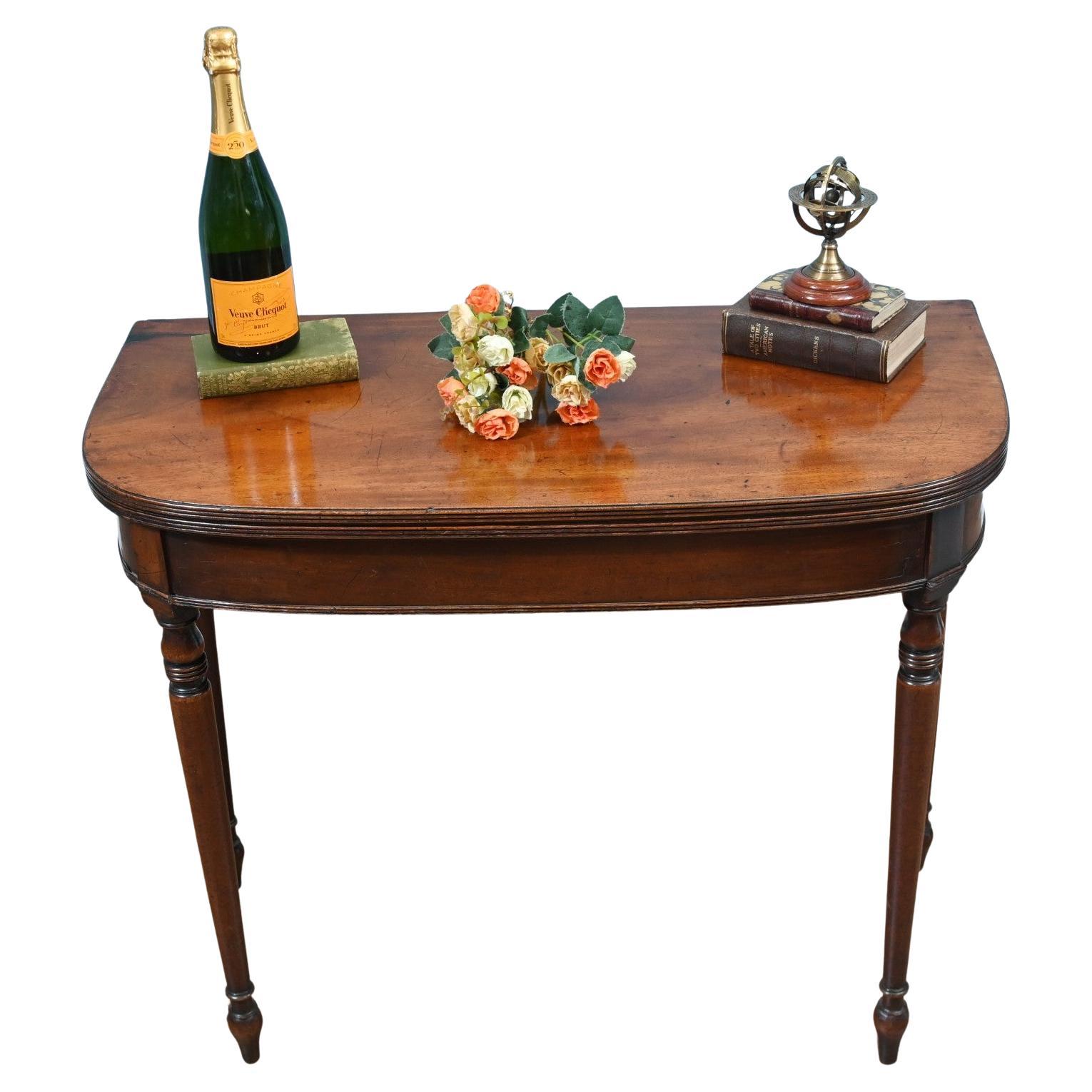 William IV Card Table Mahogany D End Console For Sale