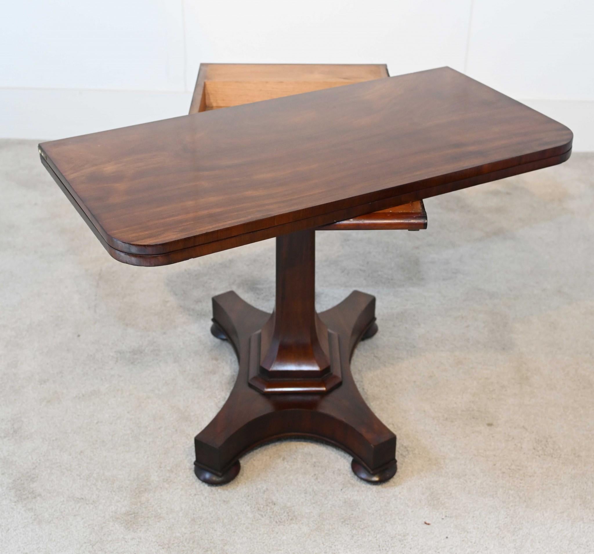 William IV Card Table Mahogany Games 1830 In Good Condition For Sale In Potters Bar, GB