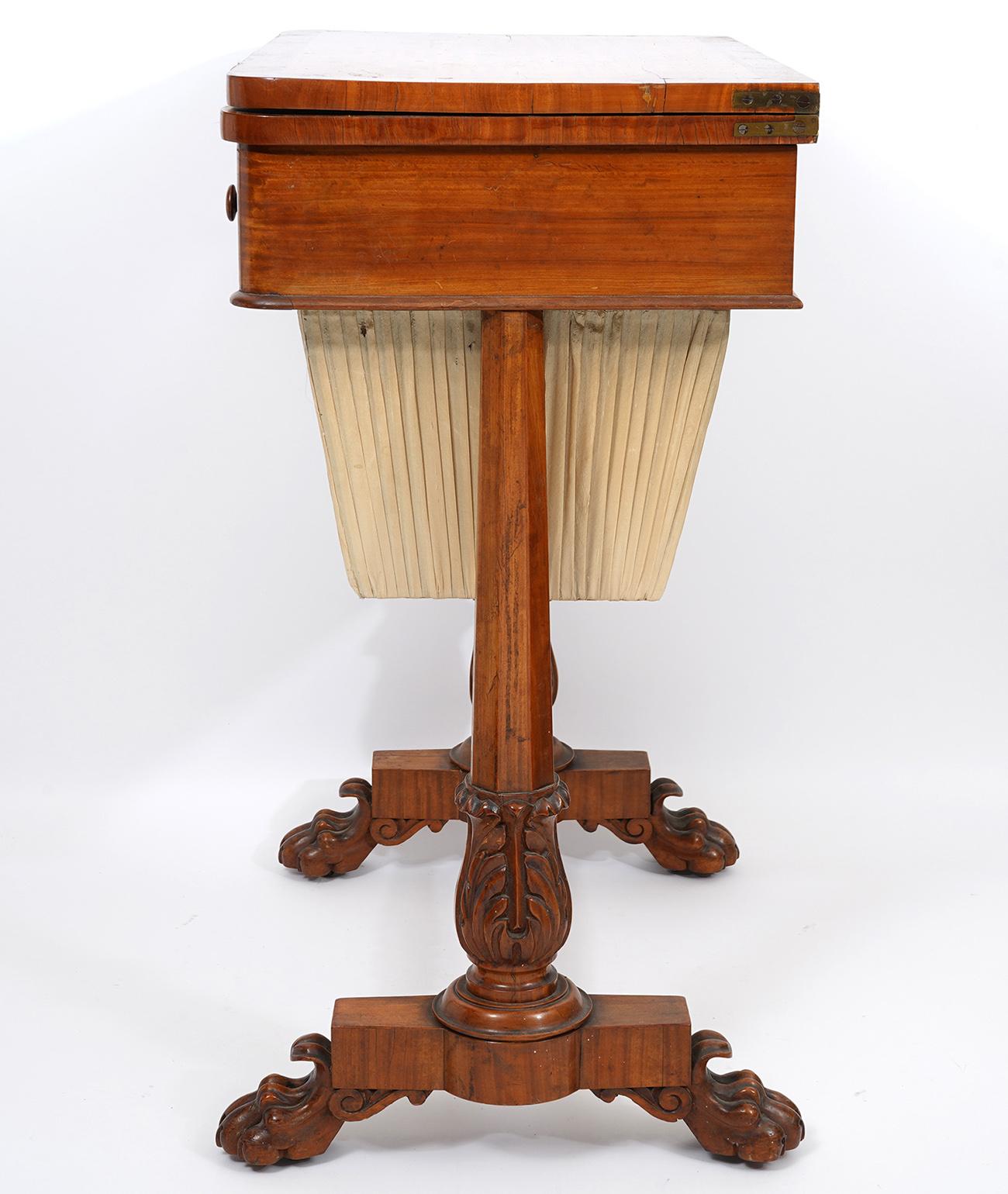 William IV Carved Mahogany and Satinwood Game and Sewing Table, C. 1840 6