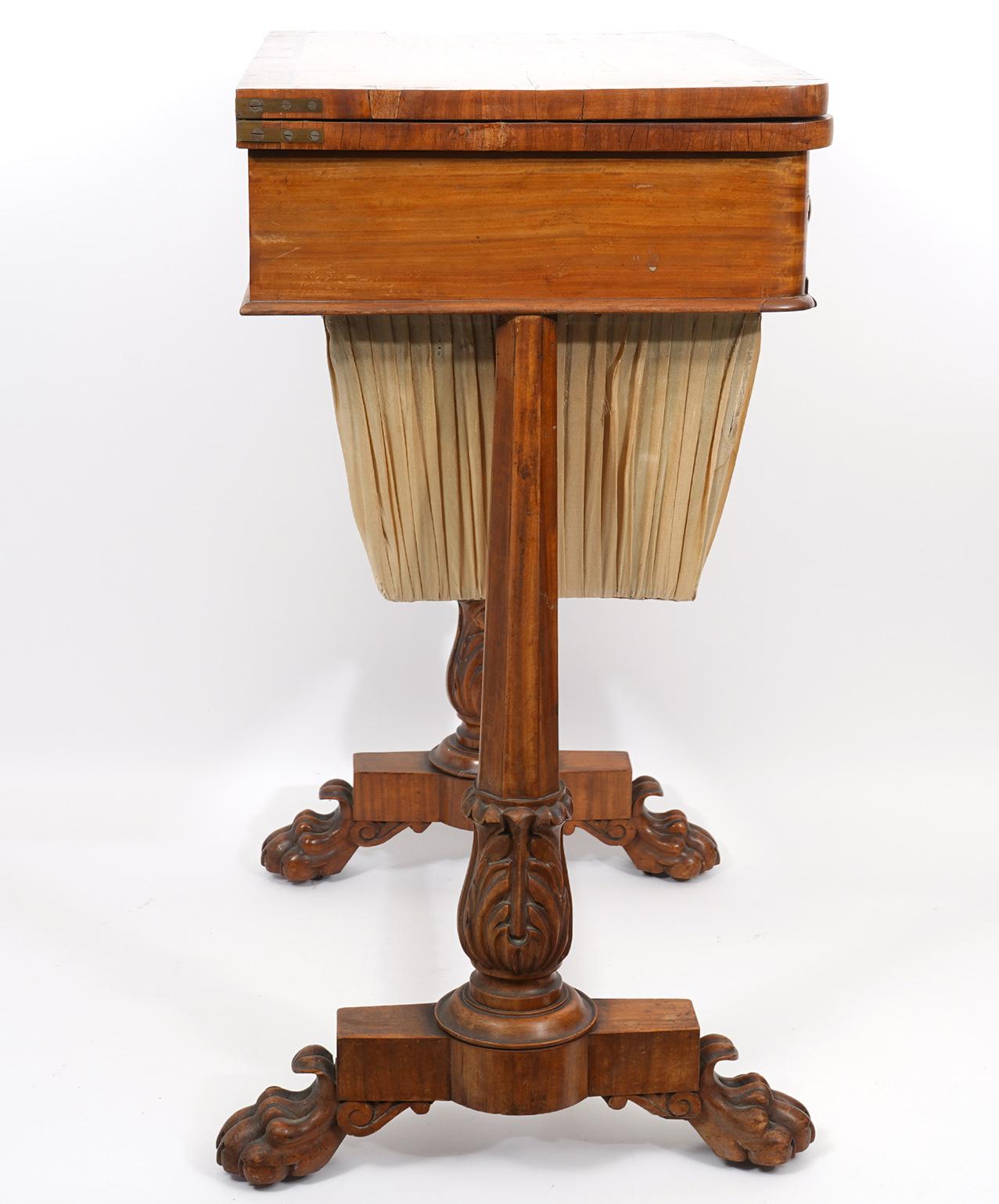 William IV Carved Mahogany and Satinwood Game and Sewing Table, C. 1840 7