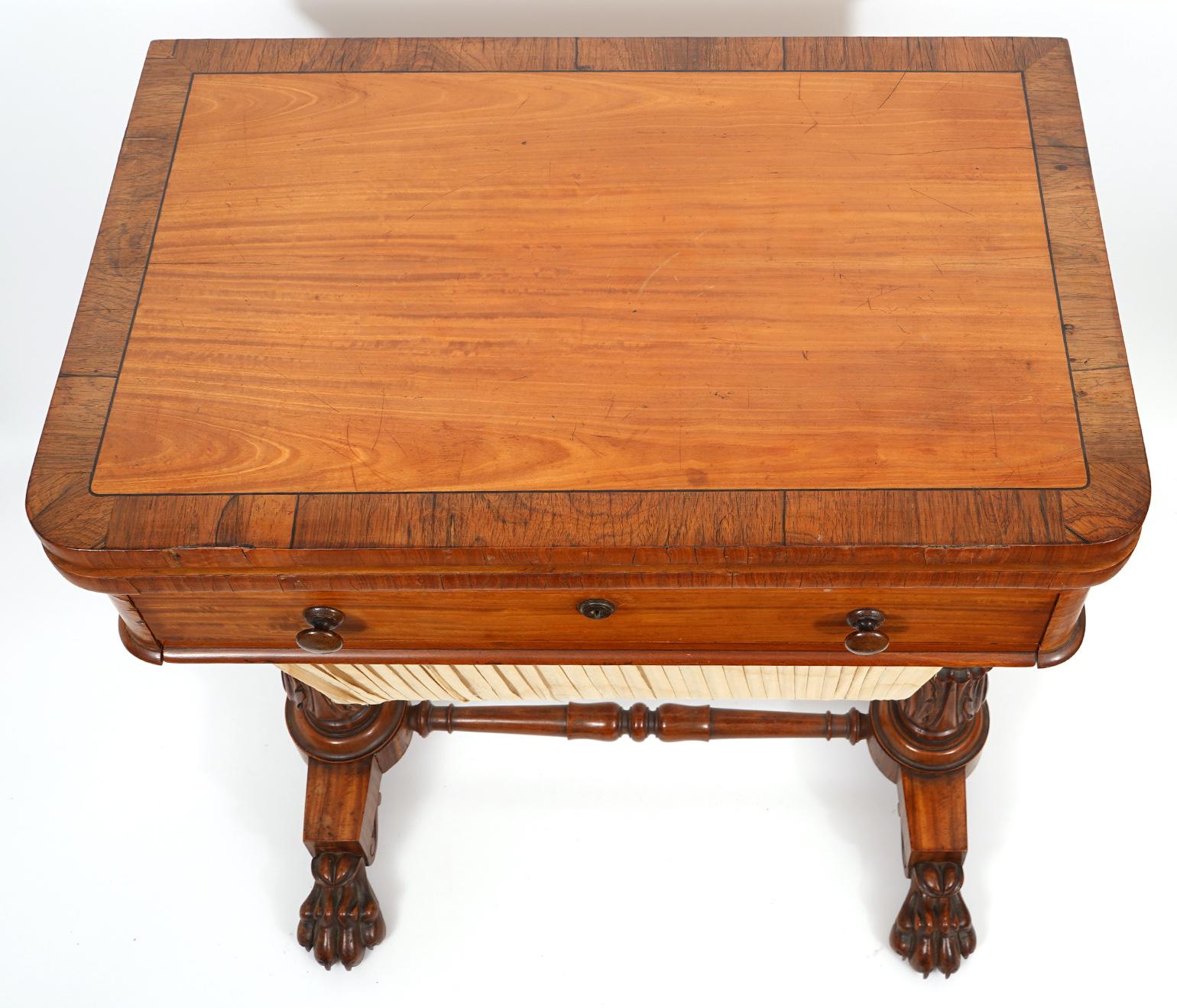 William IV Carved Mahogany and Satinwood Game and Sewing Table, C. 1840 8