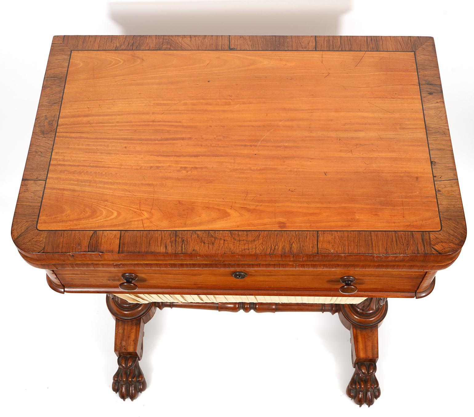 William IV Carved Mahogany and Satinwood Game and Sewing Table, C. 1840 9