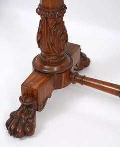 William IV Carved Mahogany and Satinwood Game and Sewing Table, C. 1840