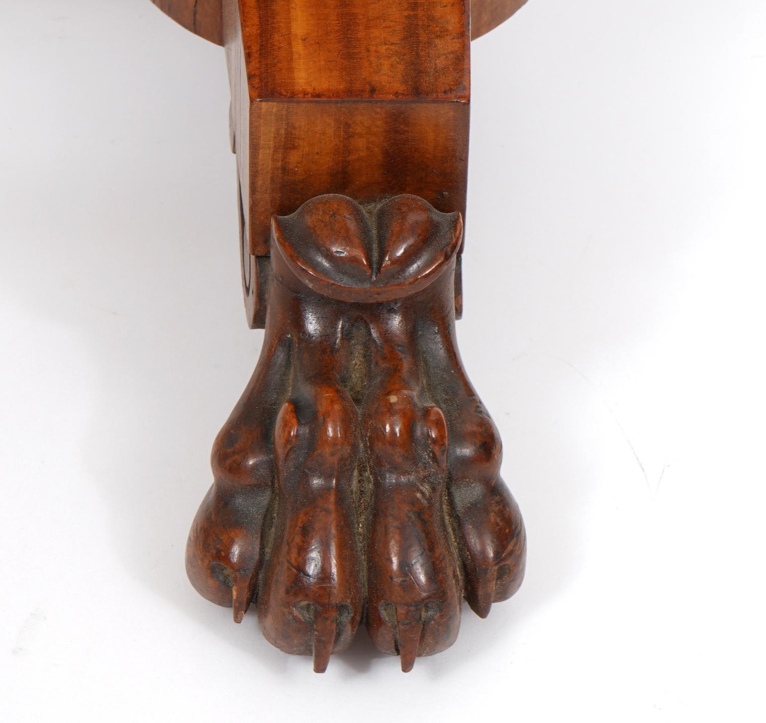English William IV Carved Mahogany and Satinwood Game and Sewing Table, C. 1840