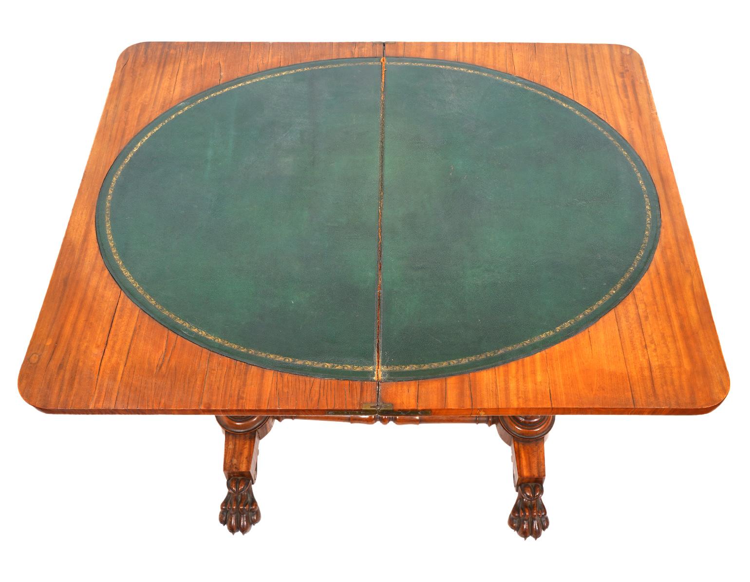 William IV Carved Mahogany and Satinwood Game and Sewing Table, C. 1840 1