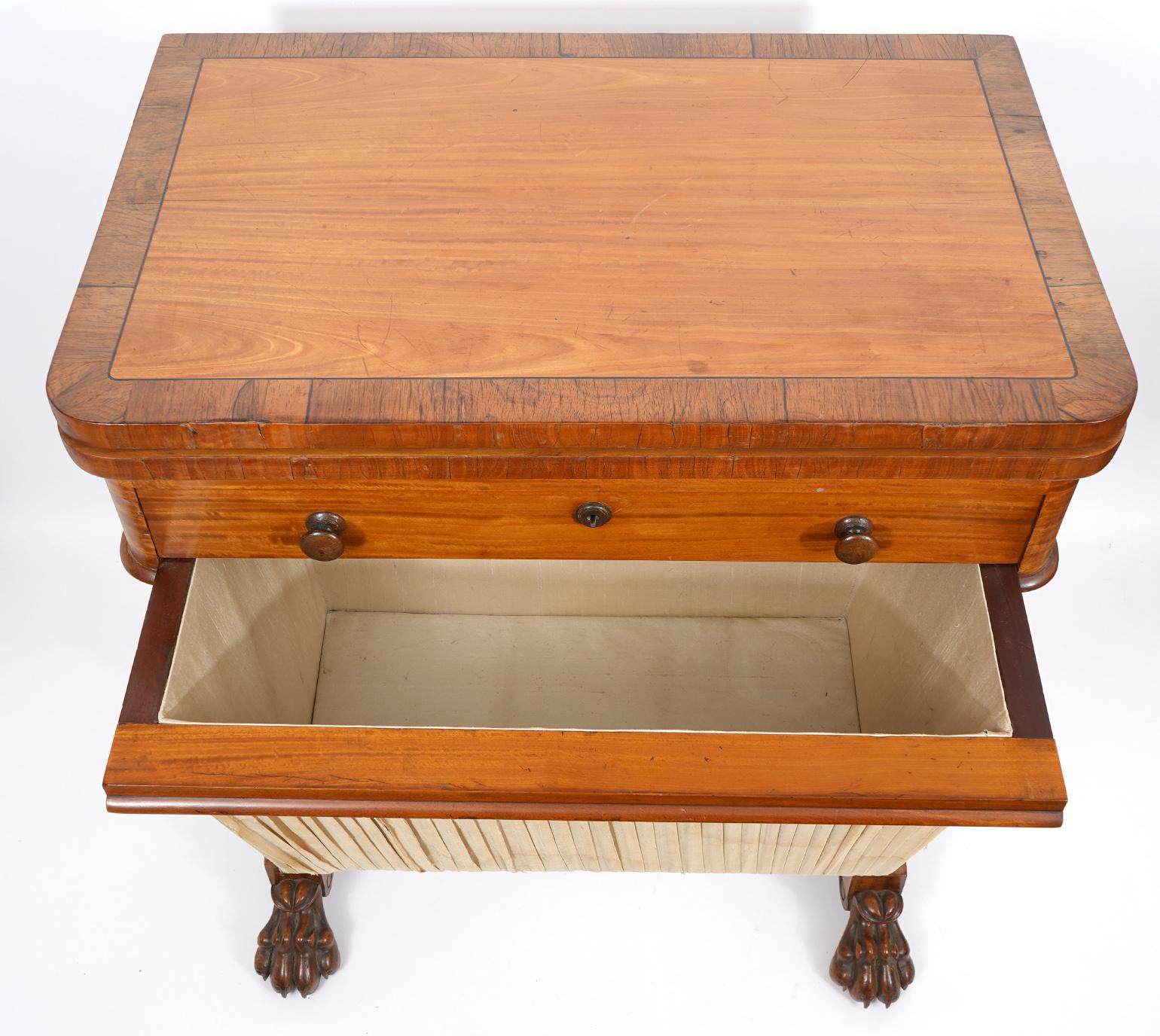 William IV Carved Mahogany and Satinwood Game and Sewing Table, C. 1840 3