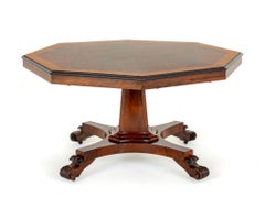 Table de centre William IV Marqueterie octogonale Antique