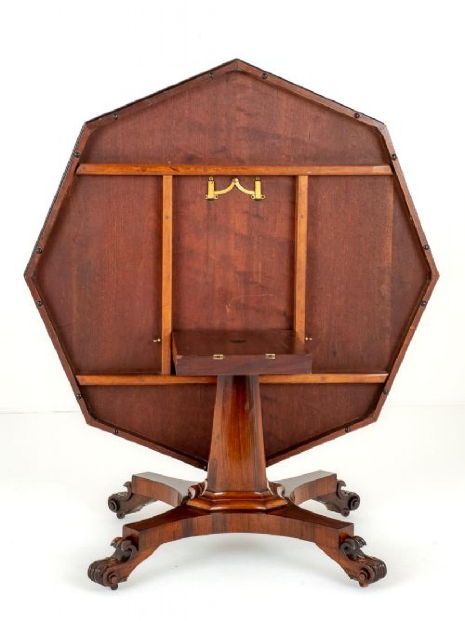 William IV Centre Table Octagaonal Inlay Antique For Sale 4