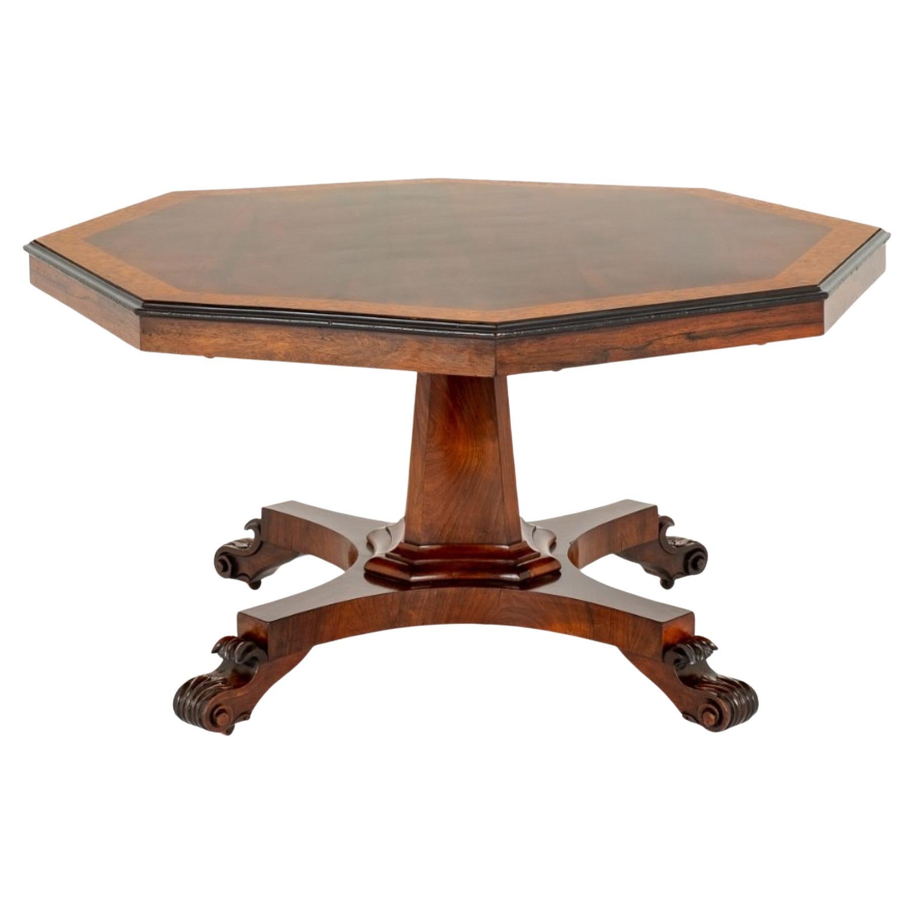 William IV Centre Table Octagaonal Inlay Antique For Sale