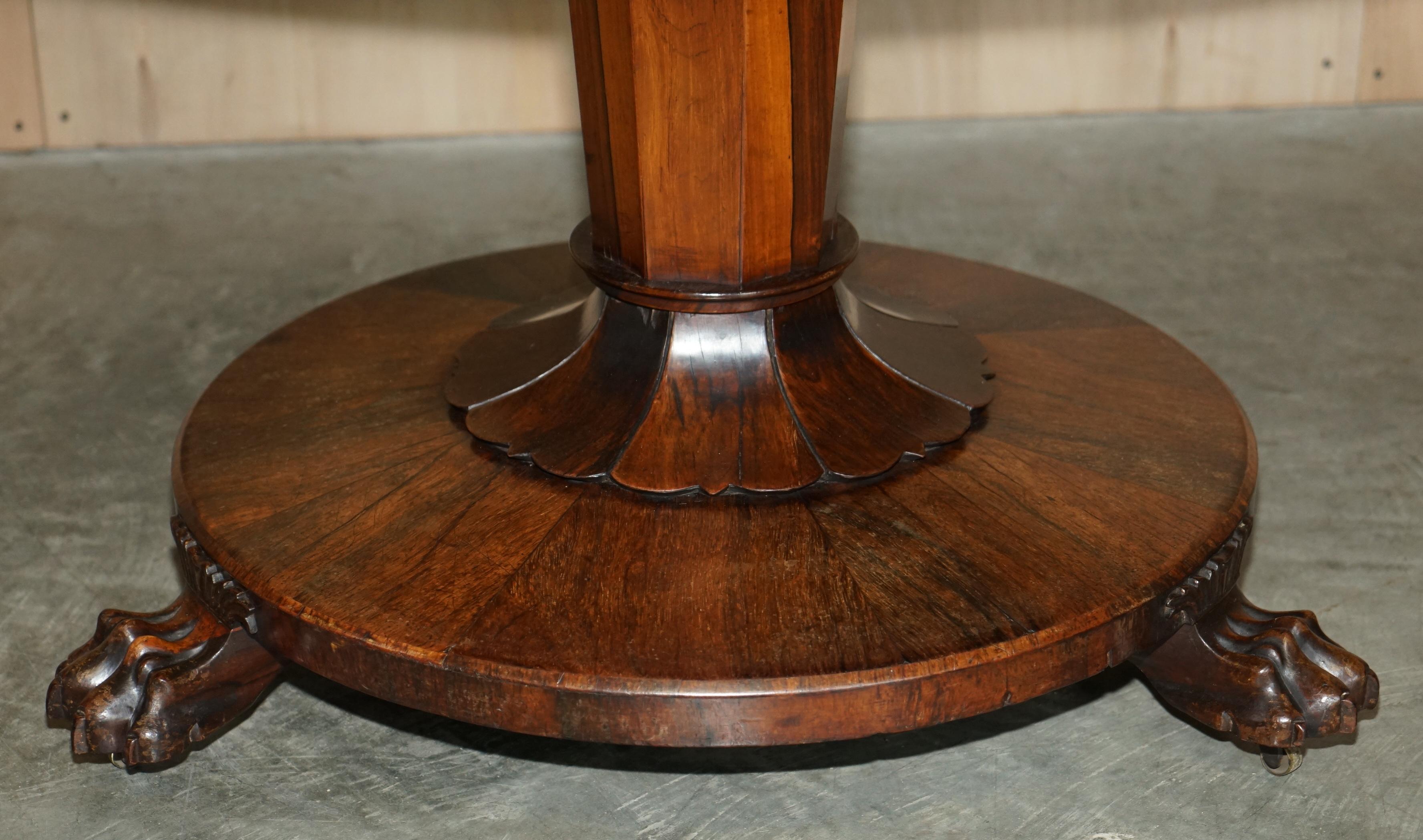 English William IV circa 1830 Antique Hardwood Lions Hairy Paw Centre Occasional Table For Sale
