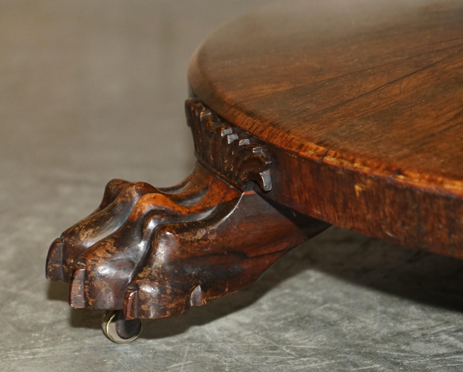 Hand-Crafted William IV circa 1830 Antique Hardwood Lions Hairy Paw Centre Occasional Table For Sale
