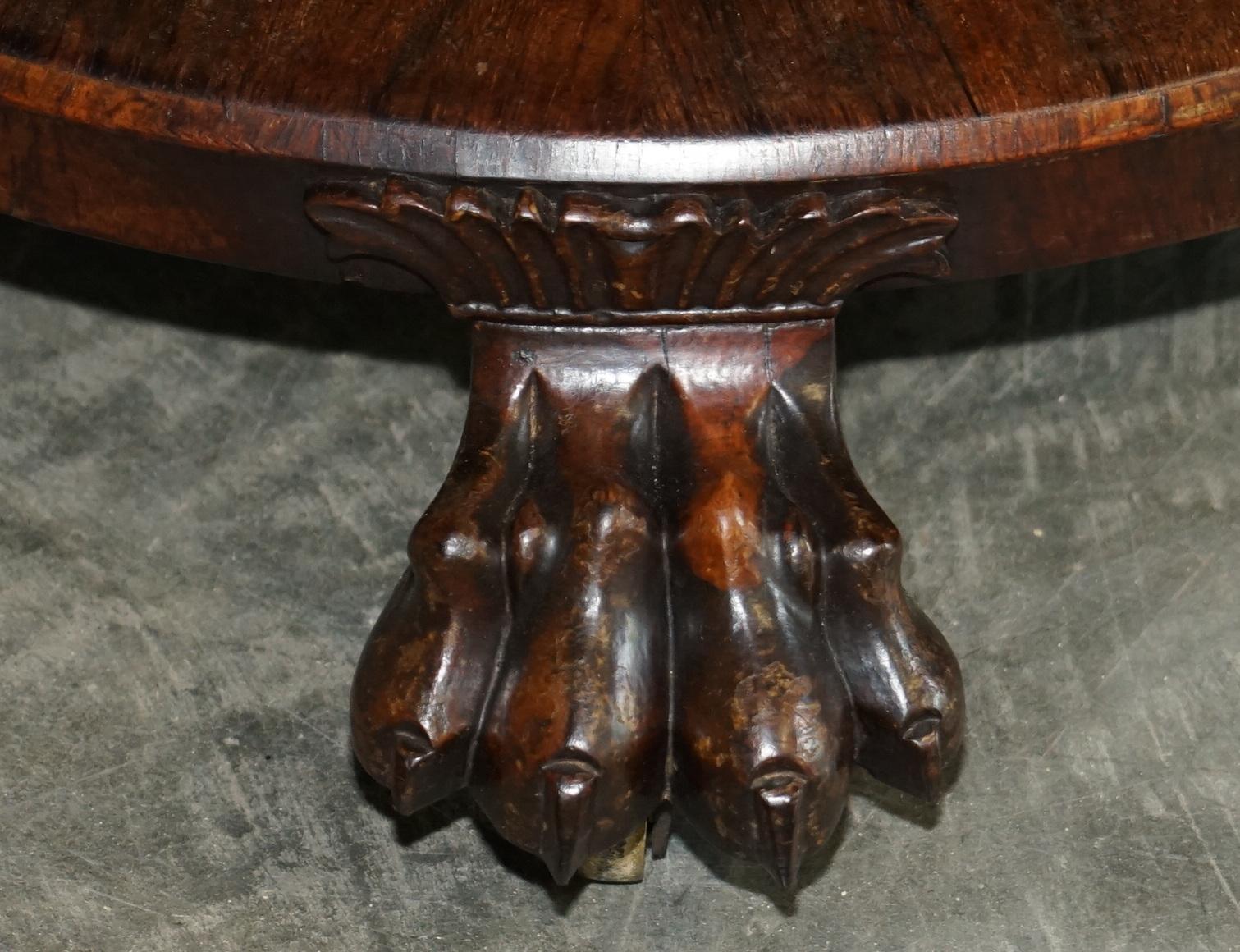 Mid-19th Century William IV circa 1830 Antique Hardwood Lions Hairy Paw Centre Occasional Table For Sale
