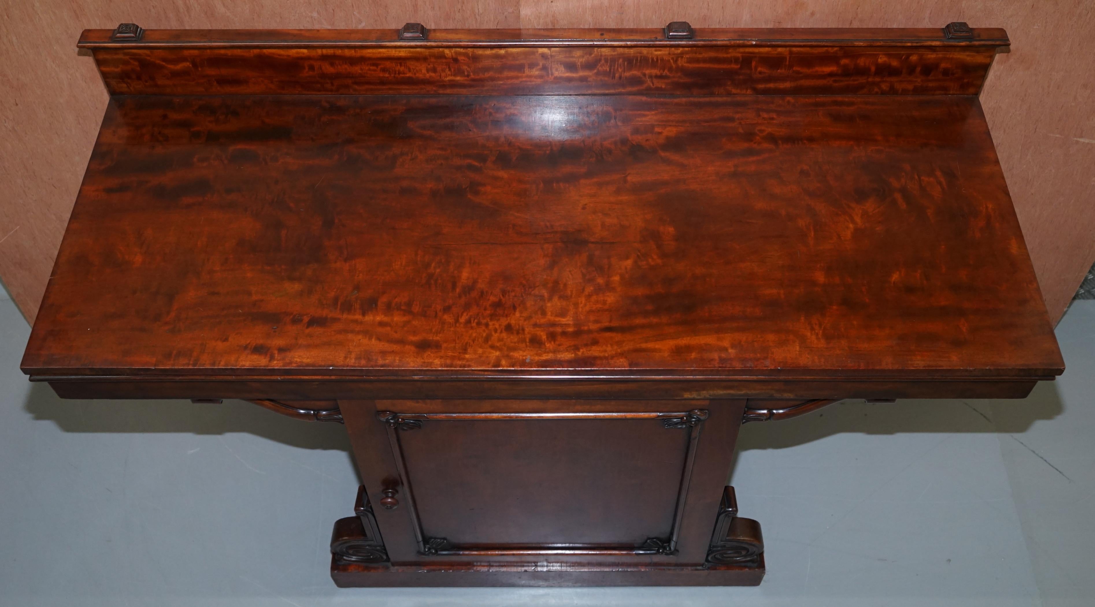 Hand-Crafted William IV circa 1830 Cuban Hardwood Ornately Cared Sideboard Wine Cellar For Sale