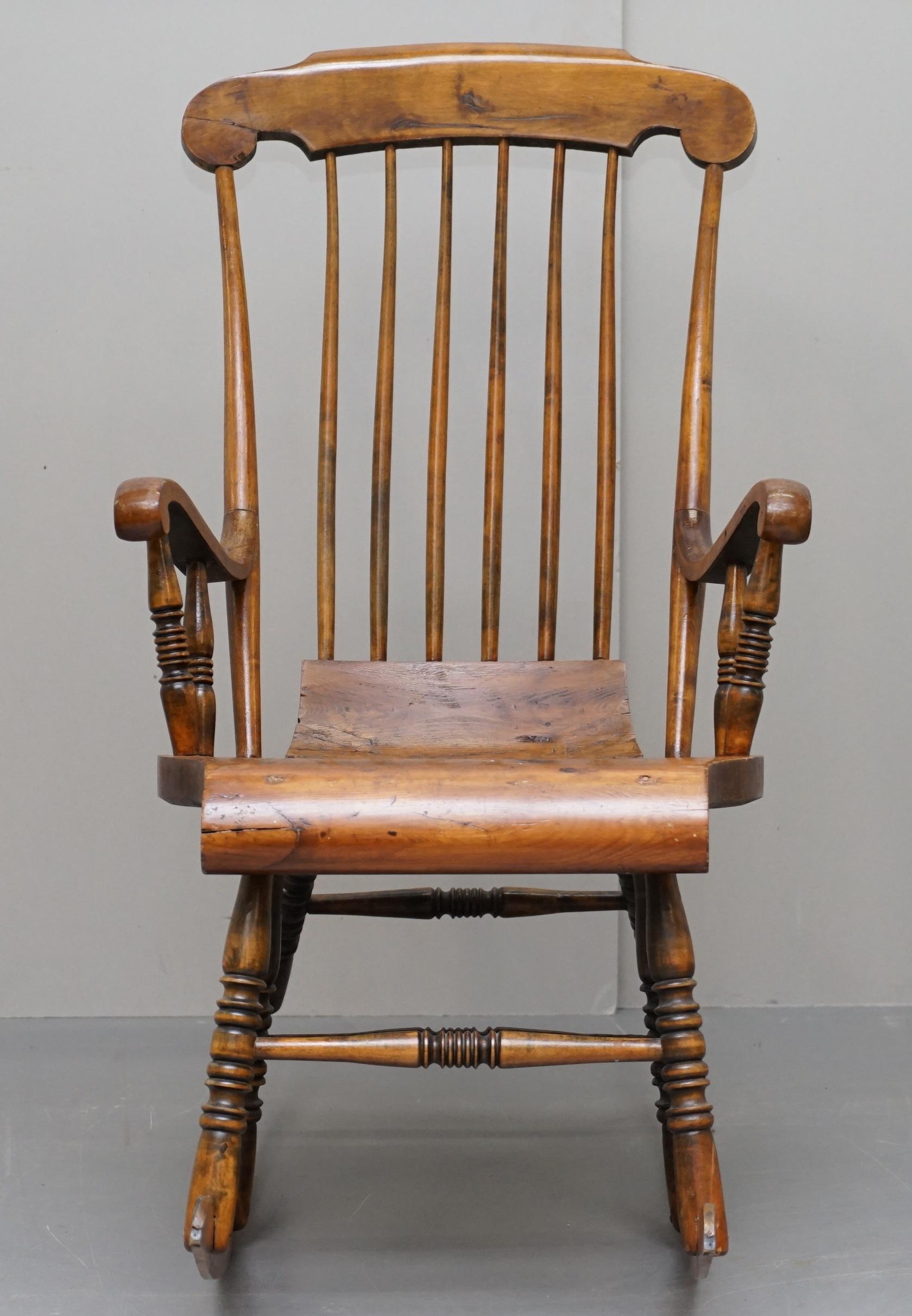 We are delighted to offer for sale this absolutely stunning William IV hand carved solid pine Swedish rocking armchair

This is a very ornate and decorative armchair, the timber is sculptured all over, the lines are so exaggerated compared to