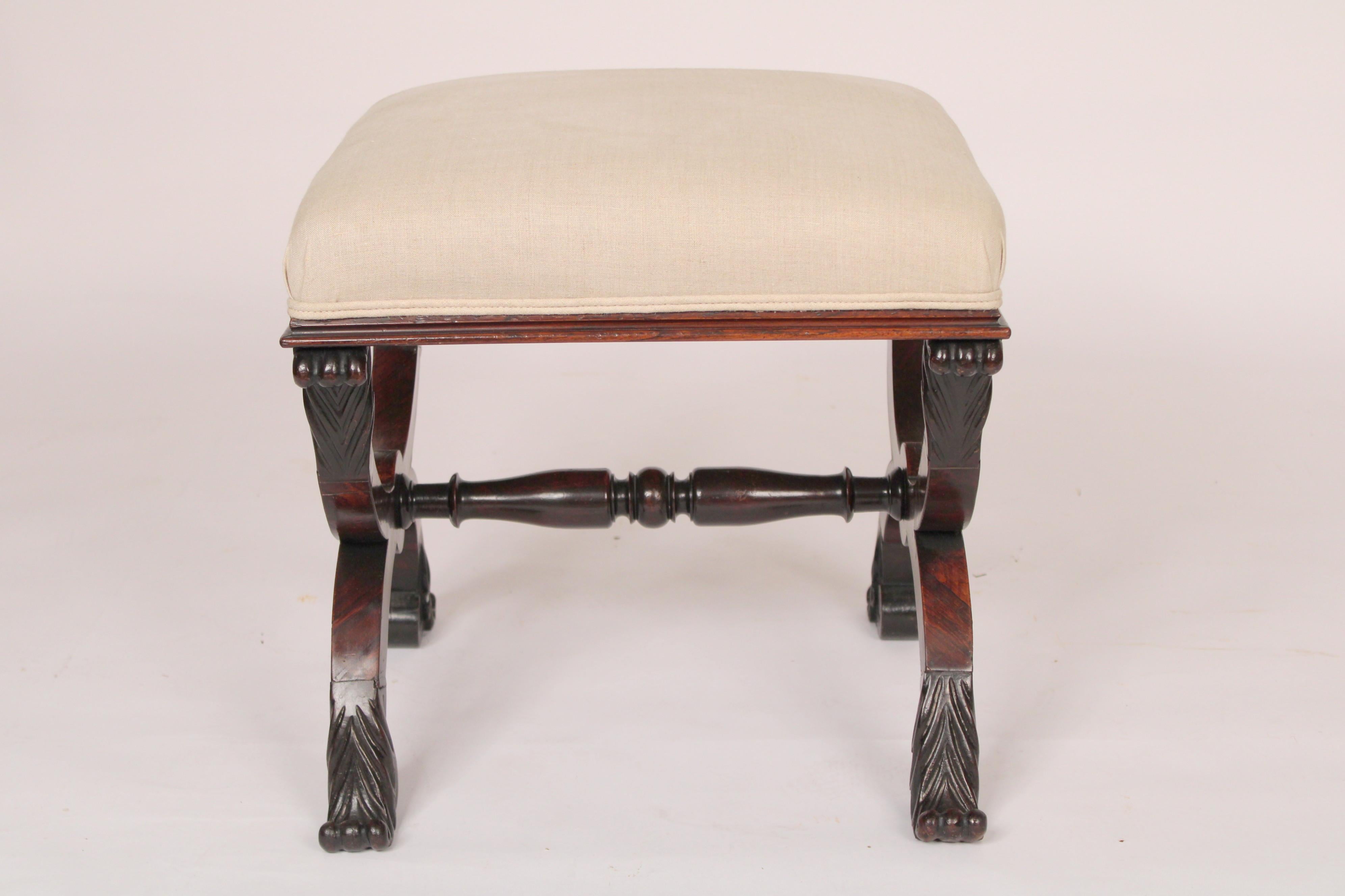 William IV Curule Form Rose Wood Bench In Good Condition In Laguna Beach, CA