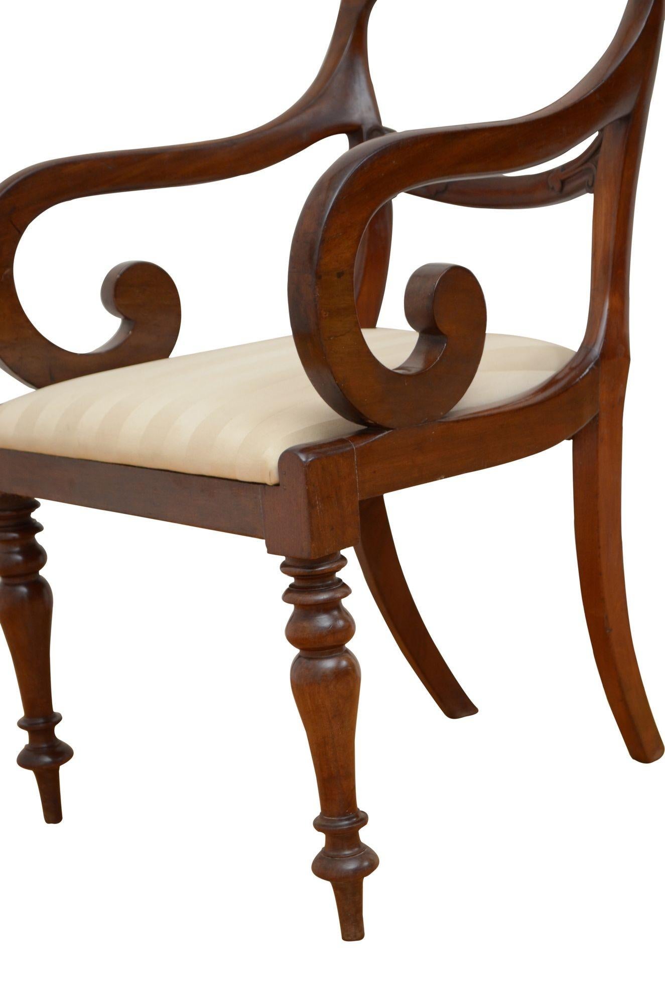 19th Century William IV Desk Chair Carver Chair Office Chair Elbow Chair For Sale