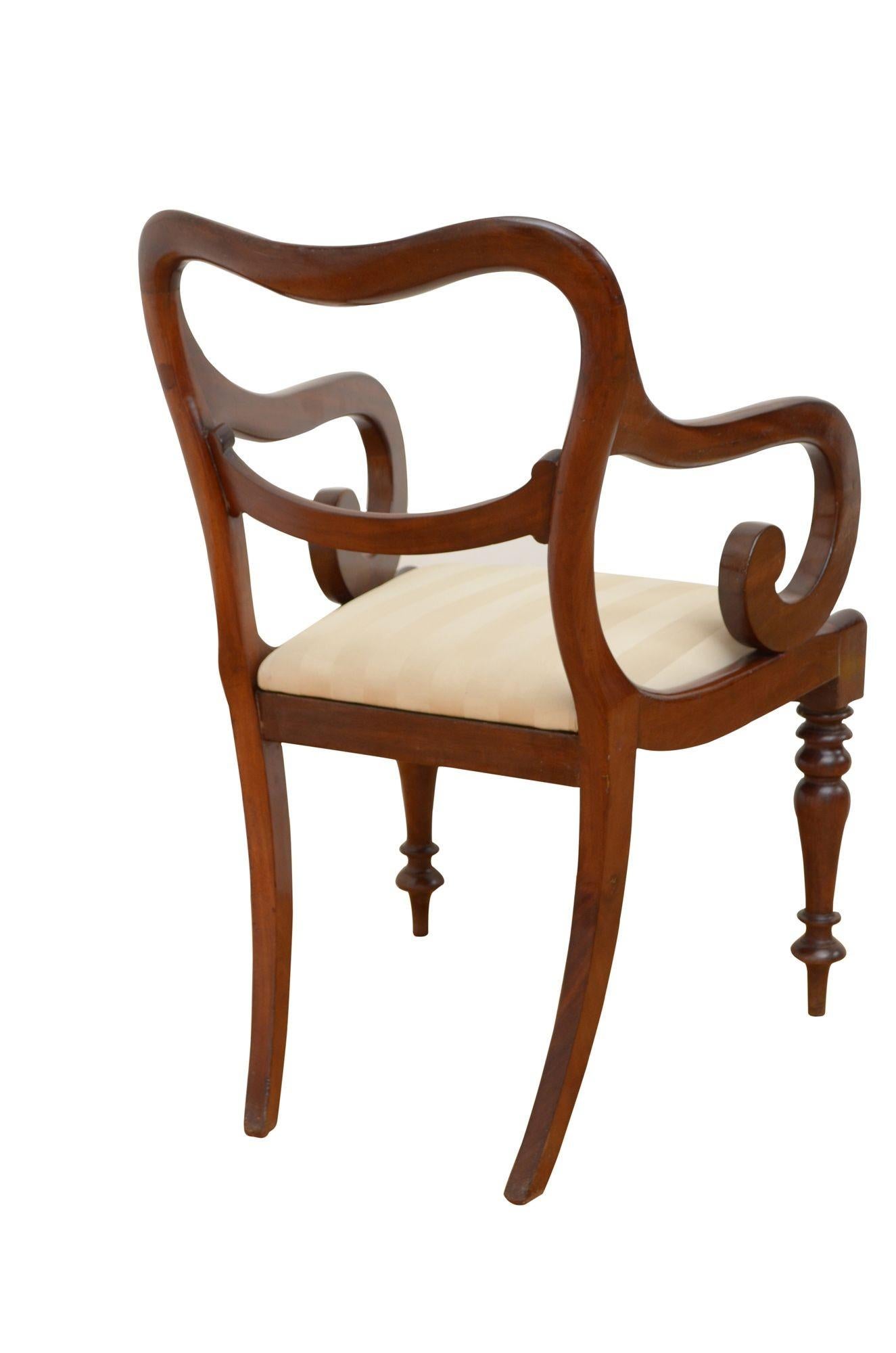 William IV. Schreibtischstuhl, Schnitzerei-Stuhl, Bürostuhl, Elbow Chair im Angebot 1