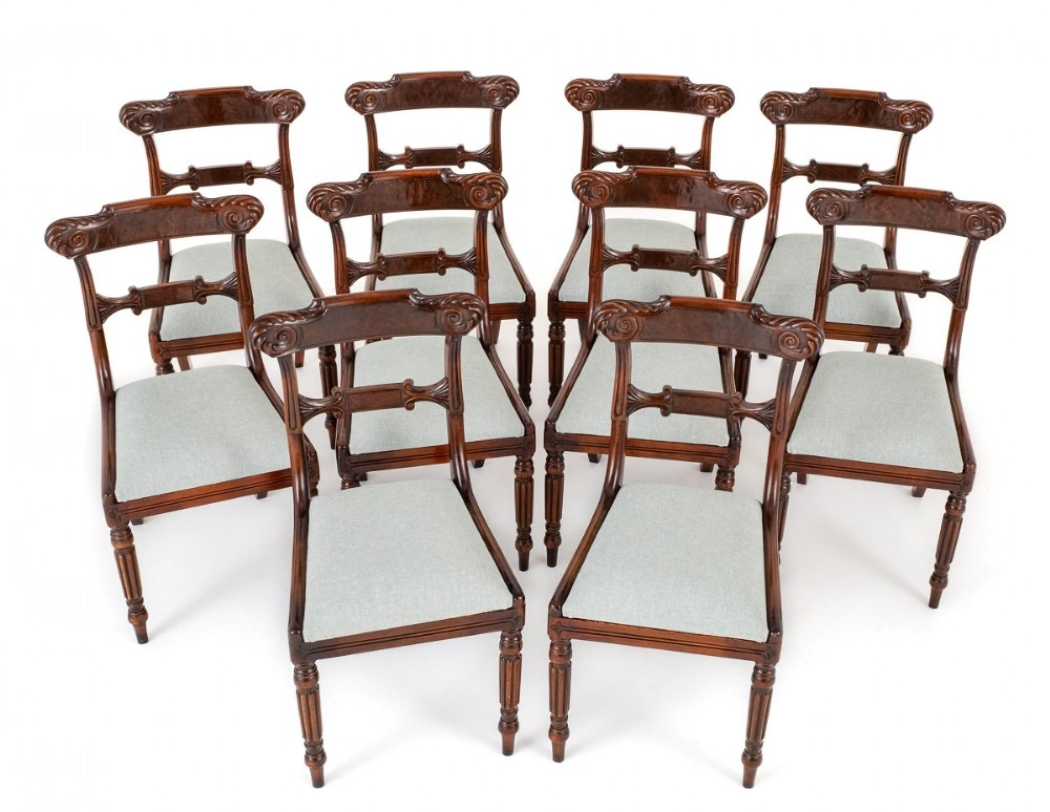 Early 20th Century William IV Dining Chairs Set 10 Mahogany