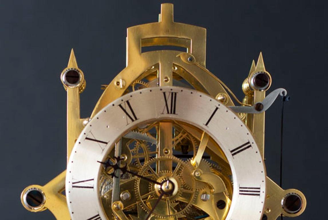 English William IV Double Fusee Skeleton Clock by A. Stewart, London For Sale