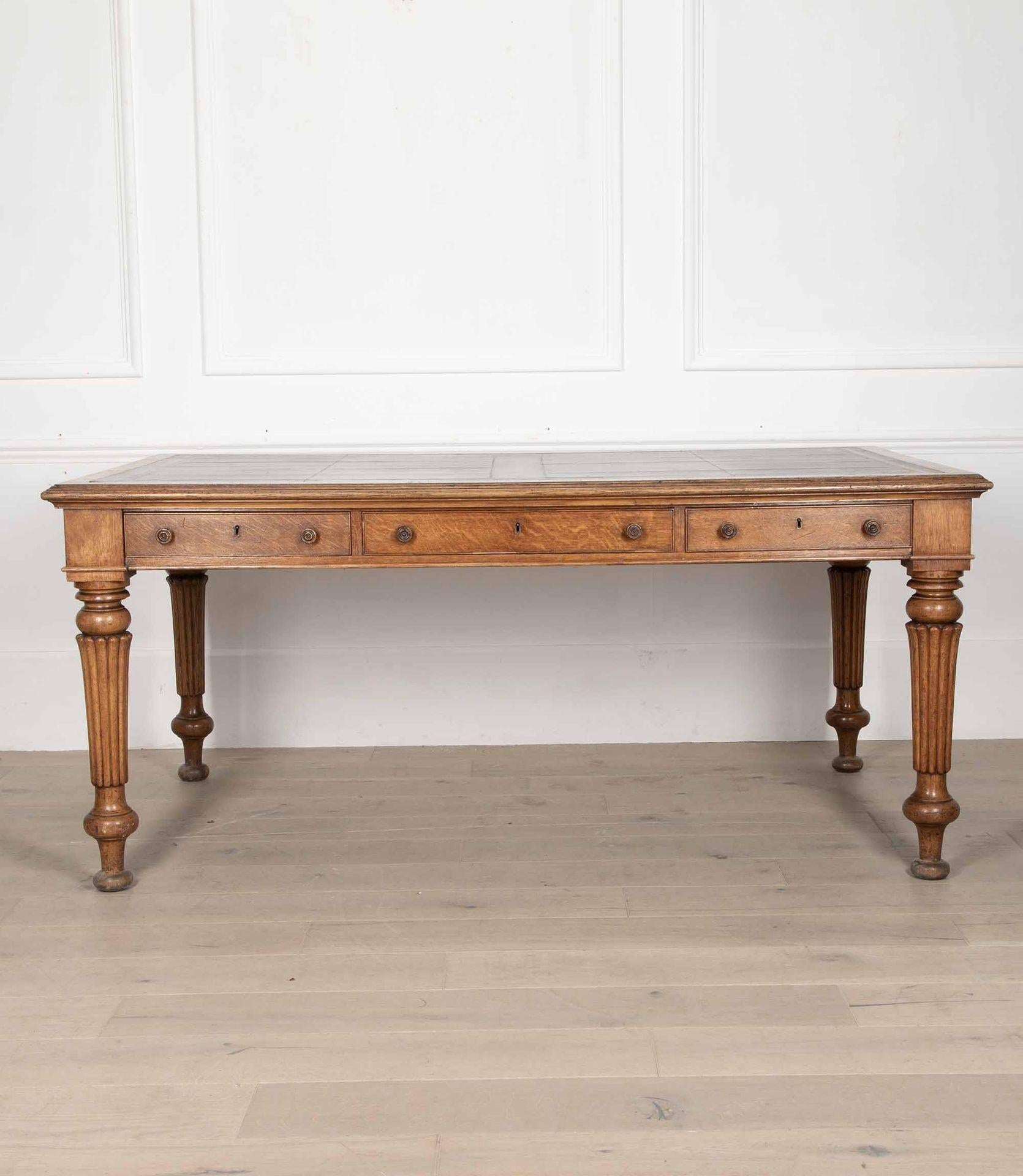 English William IV Double Sided Oak Library Table