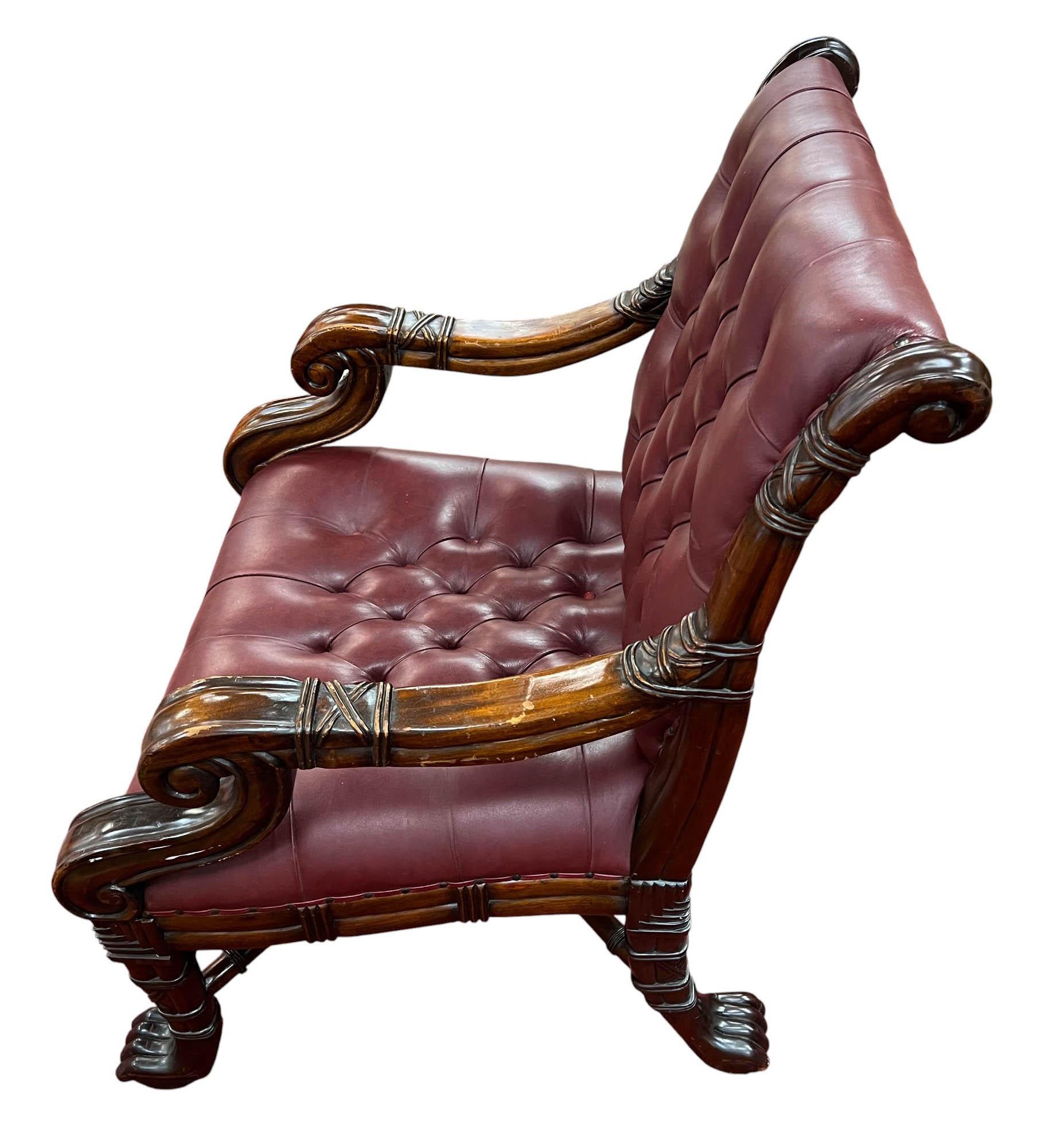 William IV / Sillón victoriano de estilo Chesterfield, mediados del siglo XIX en Bueno estado para la venta en North Palm Beach, FL
