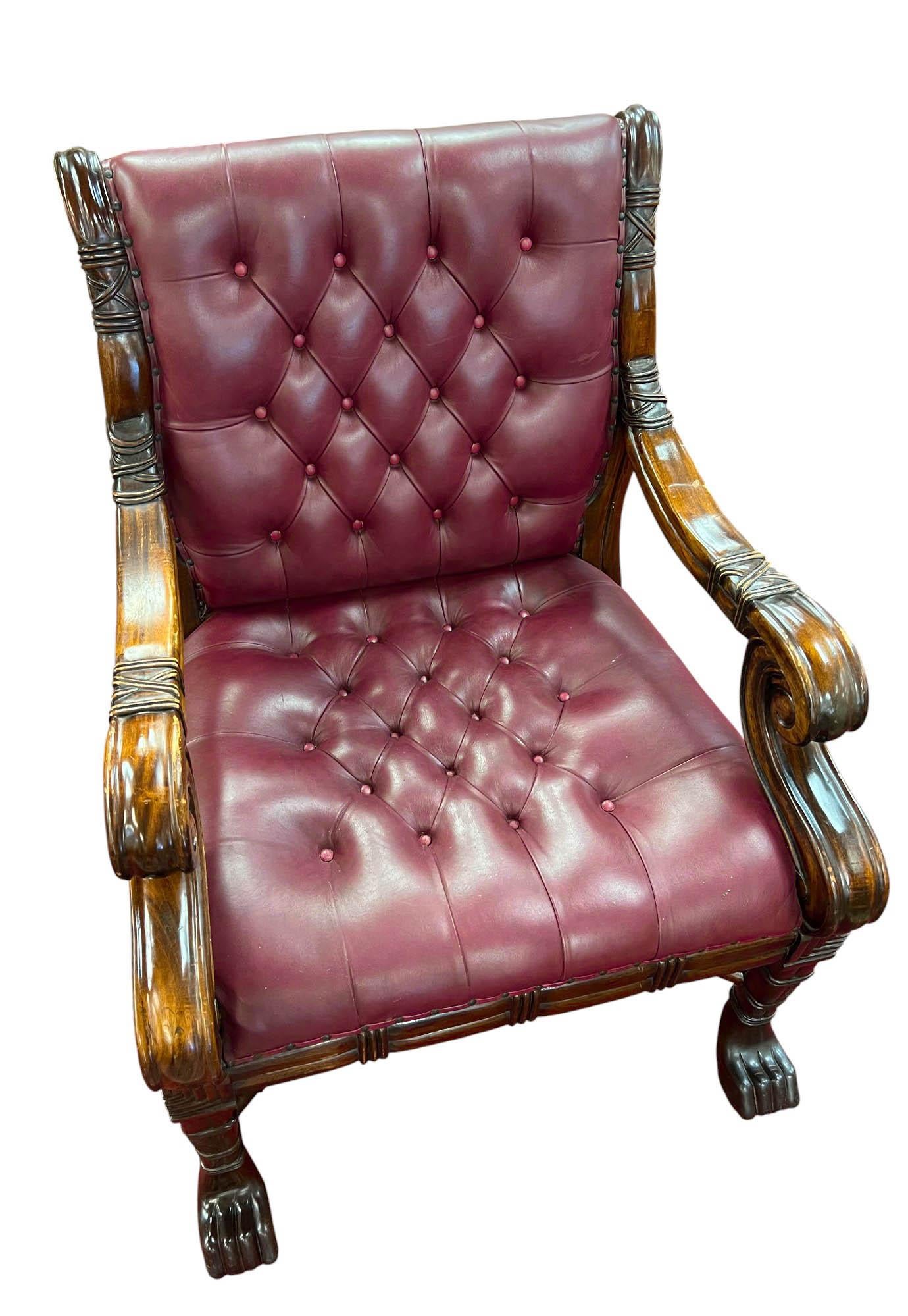 William IV / Sillón victoriano de estilo Chesterfield, mediados del siglo XIX Caoba en venta