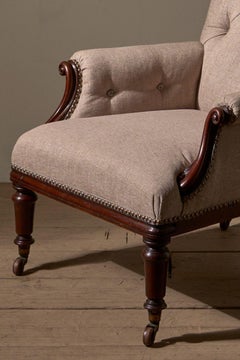 William IV English country house armchair with mahogany show wood frame
