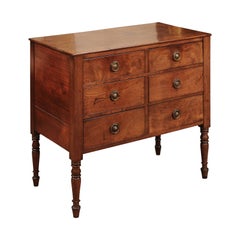 Antique William IV English Mahogany Turned Leg Chest, Early 19th Century