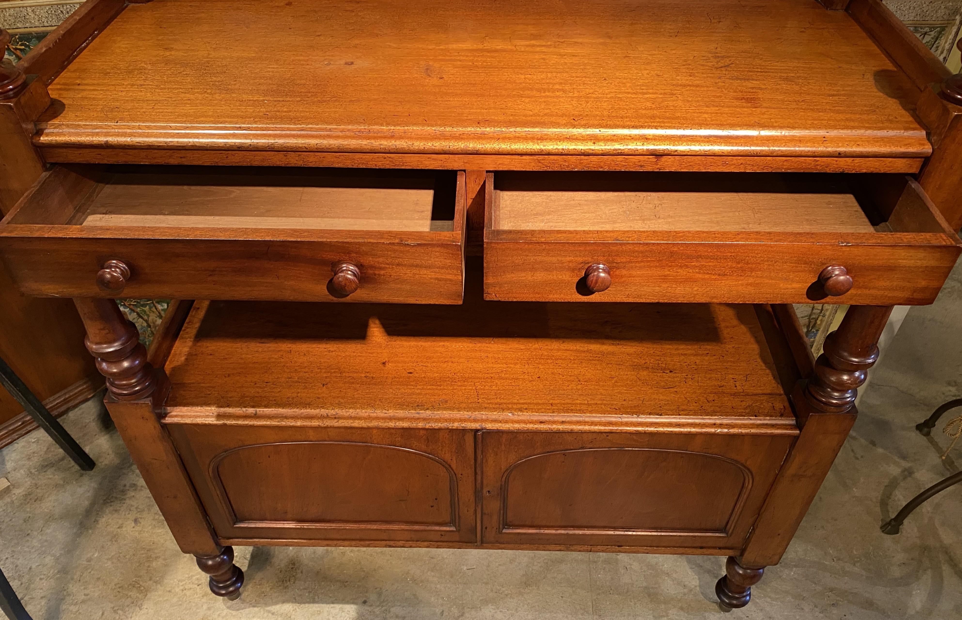 Mid-19th Century William IV English Two Tier Mahogany Server with Gallery