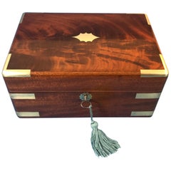 Antique William IV Flame Mahogany Brass Bound Campaign Box