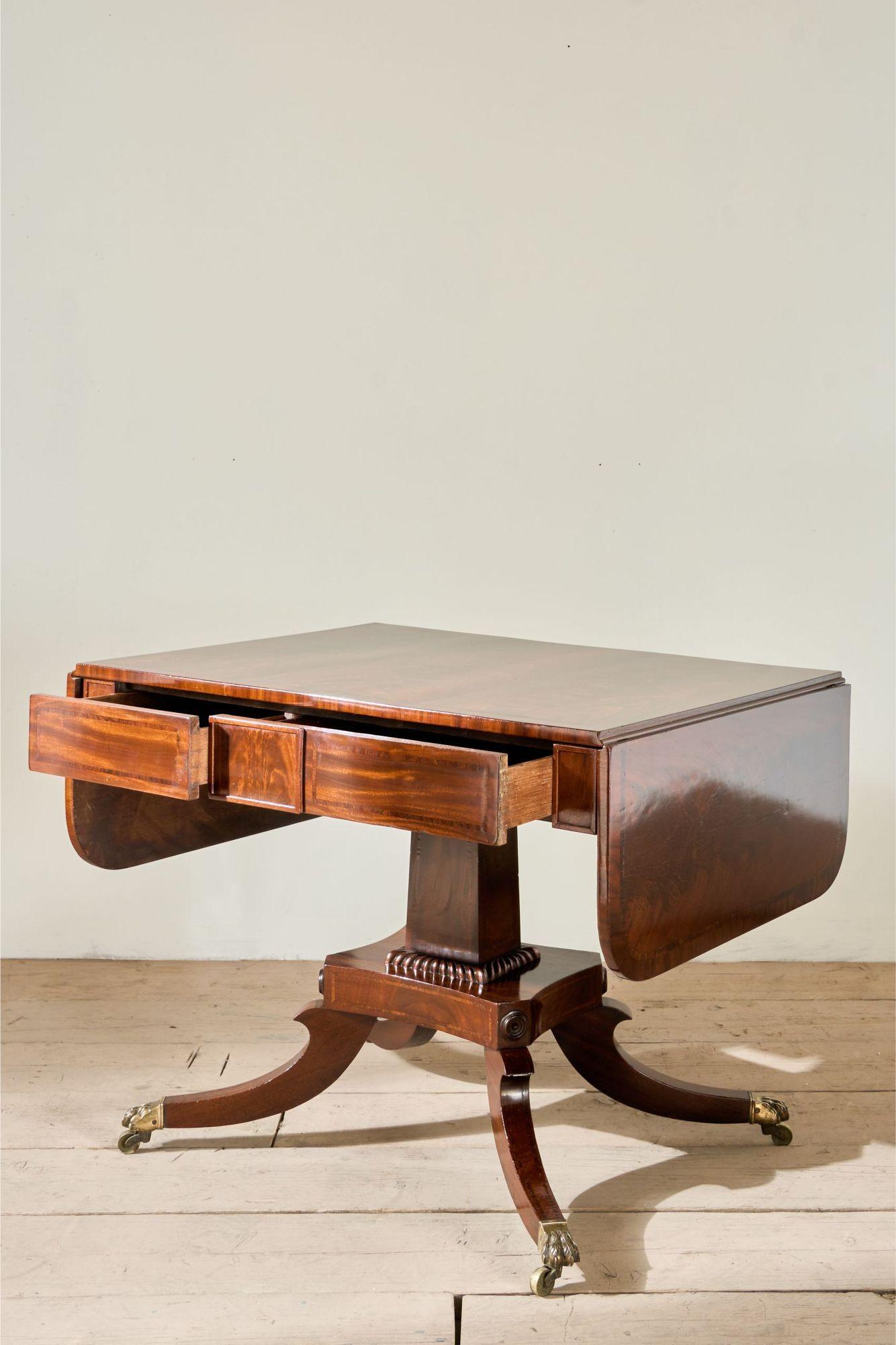 Mesa de sofá abatible de caoba William IV Flame en Excelente estado para la venta en Malton, GB
