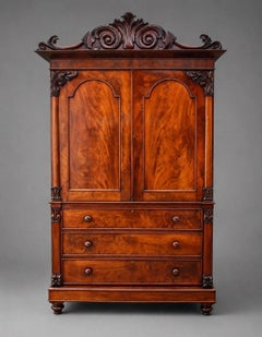 William IV Flame Mahogany Linen Press