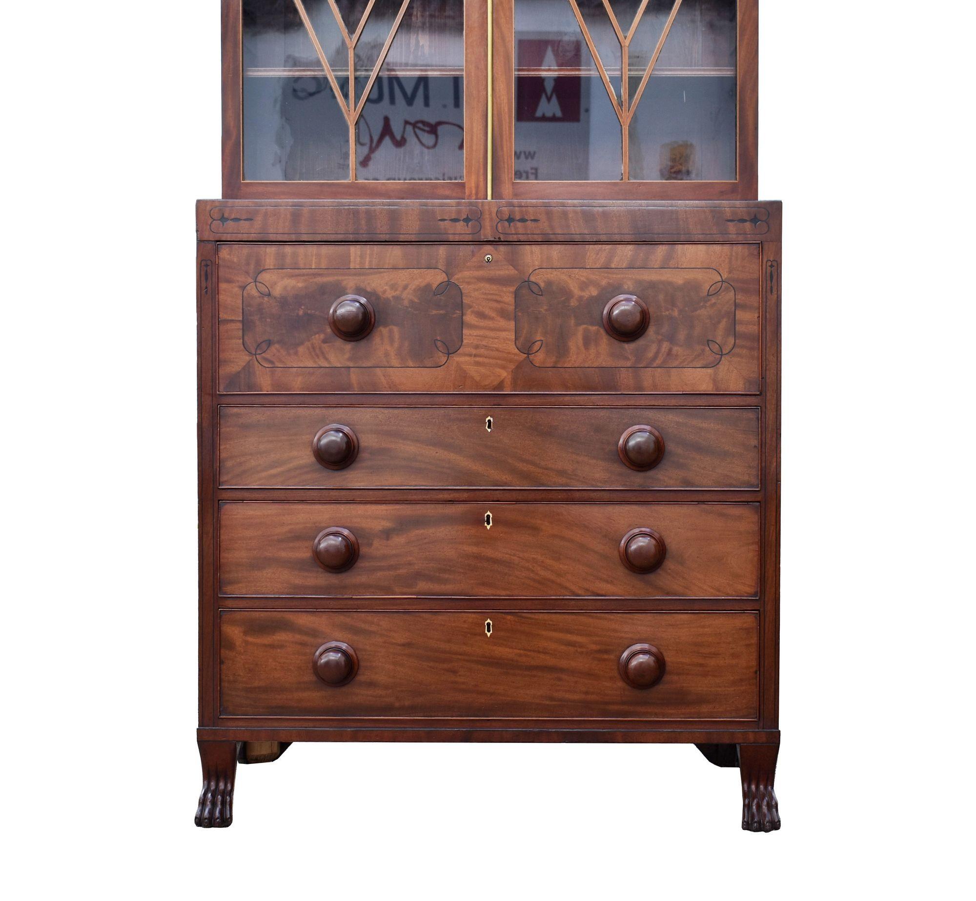 William IV. Sekretär Bücherregal aus geflammtem Mahagoni im Angebot 3