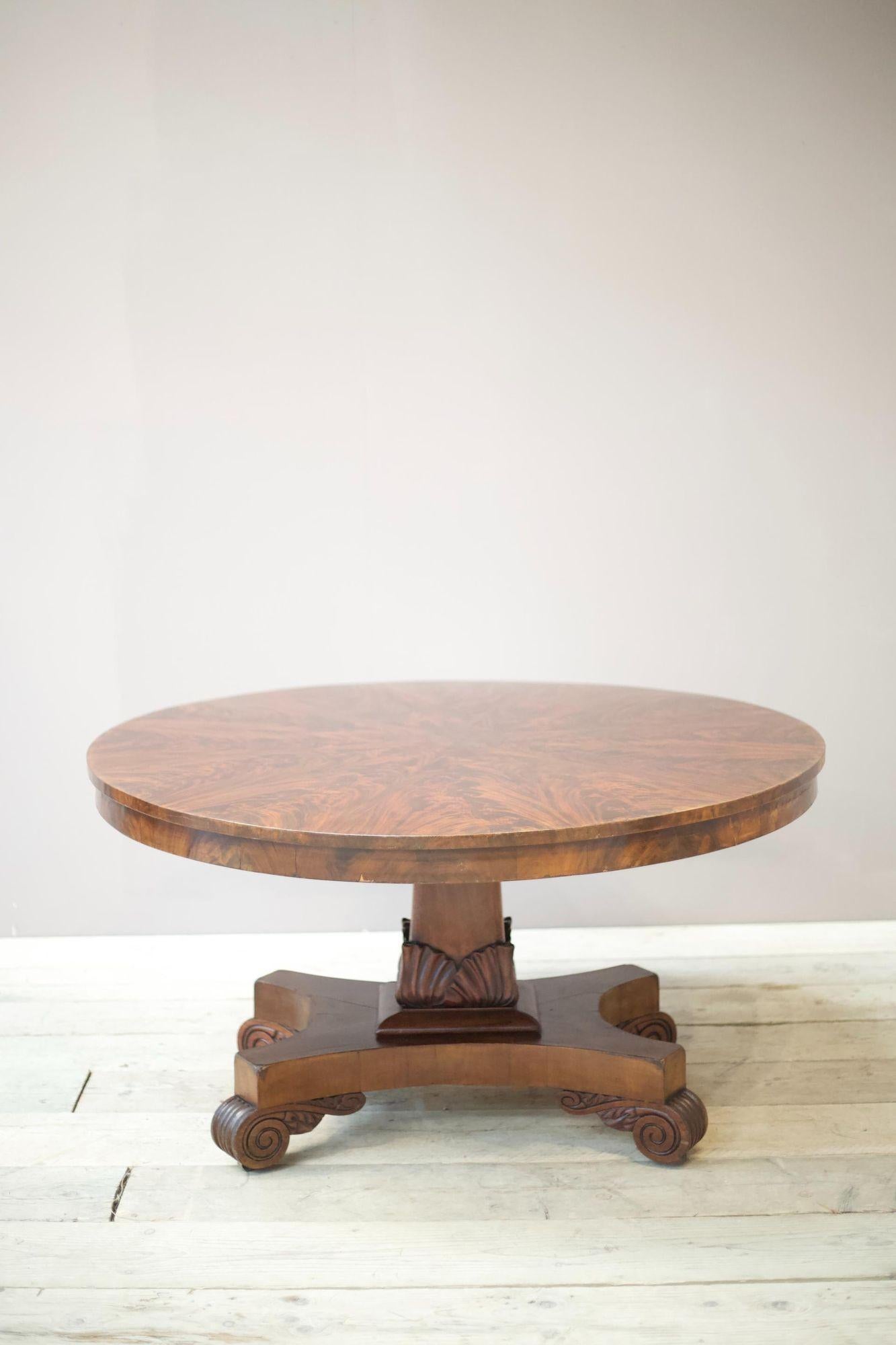 William IV Flame Mahogany Tilt Top Centre Table 1