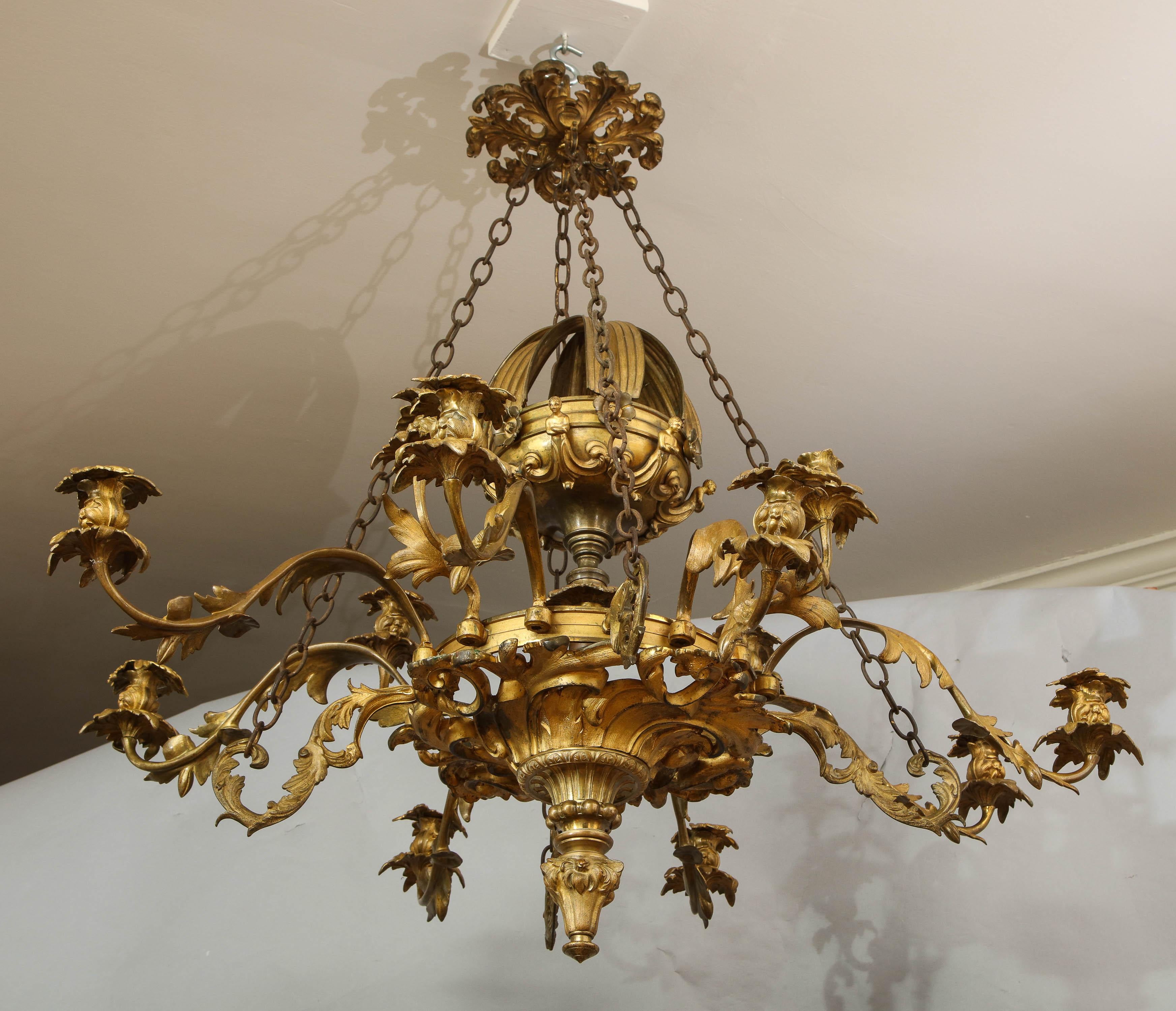 William IV Gilt Bronze Chandelier For Sale 5