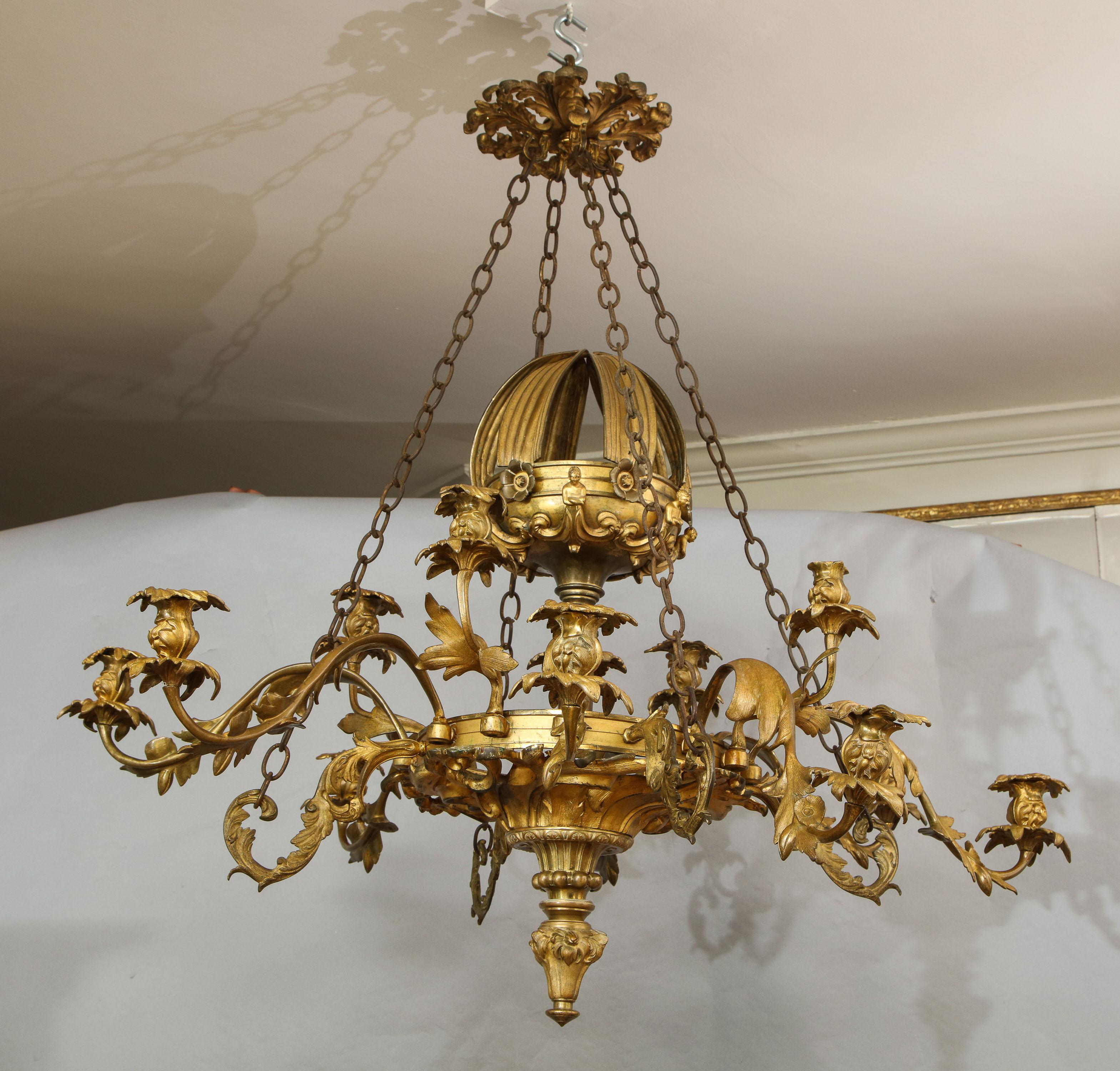 English William IV Gilt Bronze Chandelier For Sale