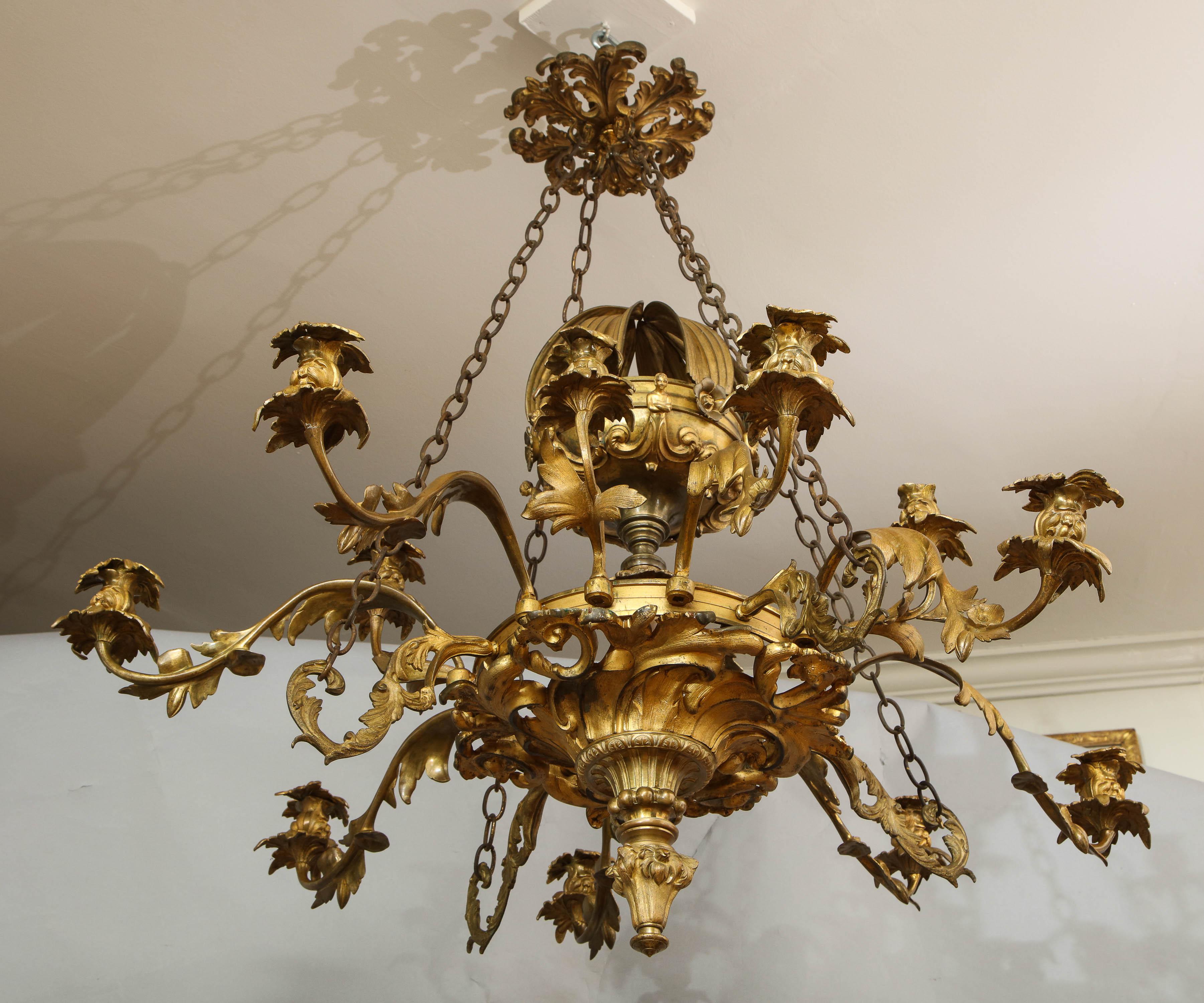 William IV Gilt Bronze Chandelier For Sale 4