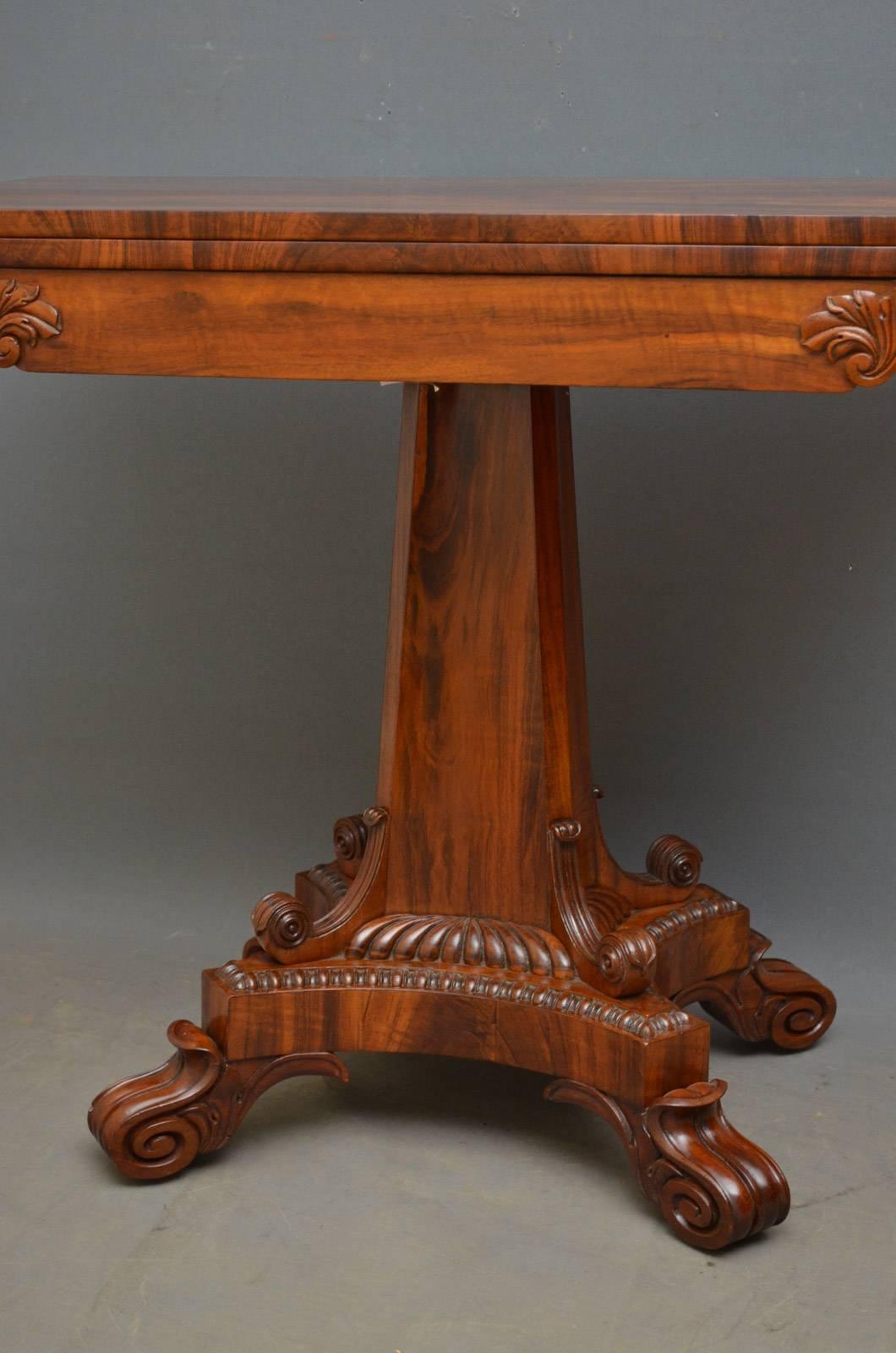 William IV Goncalo Alves Card Table 1