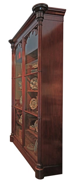 William IV Gothic Mahogany Bookcase Display Cabinet, English, circa 1830