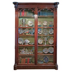 William IV Gothic Mahogany Bookcase Display Cabinet, English, circa 1830