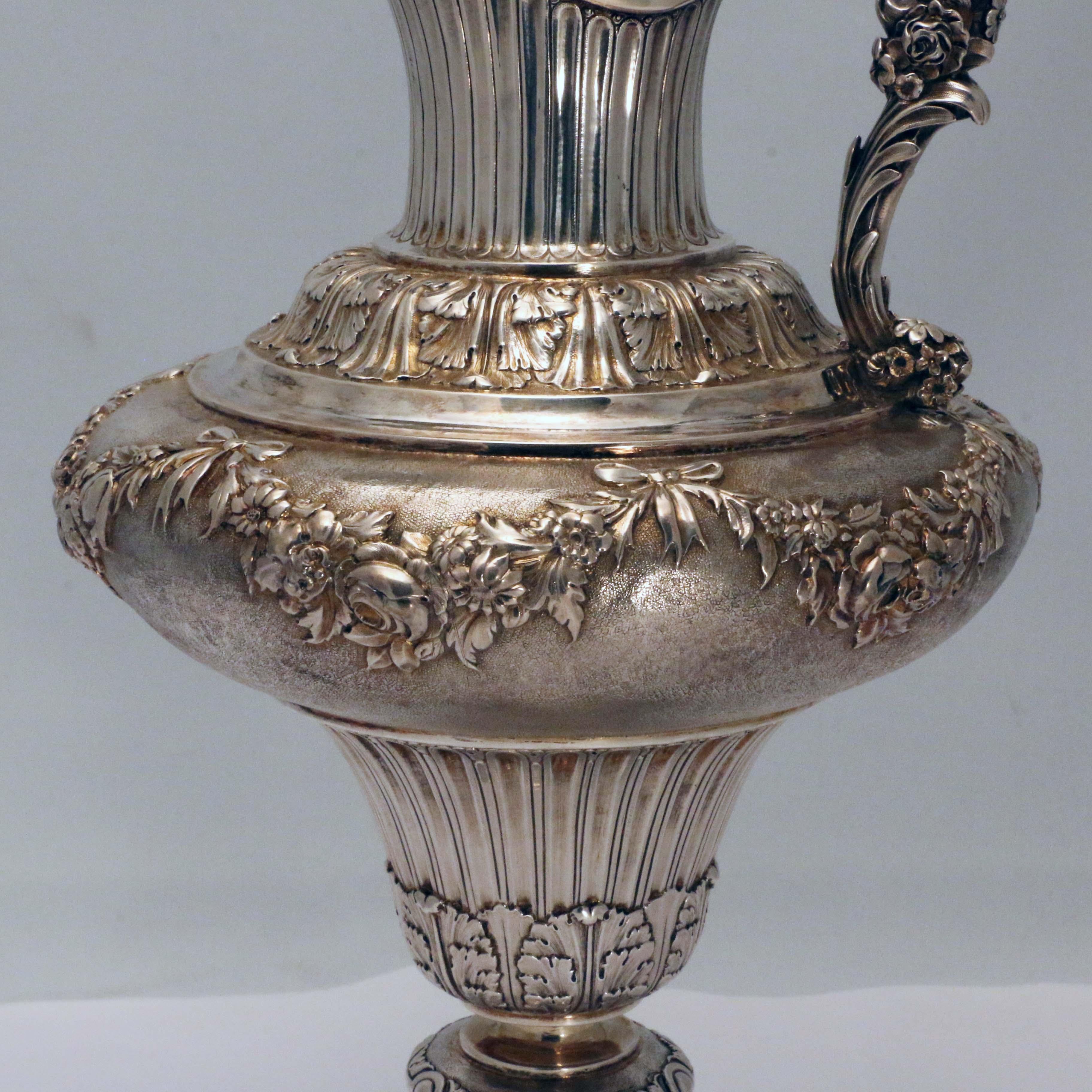 Hammered William IV Hall Marked Silver Claret Jug by Benjamin Smith