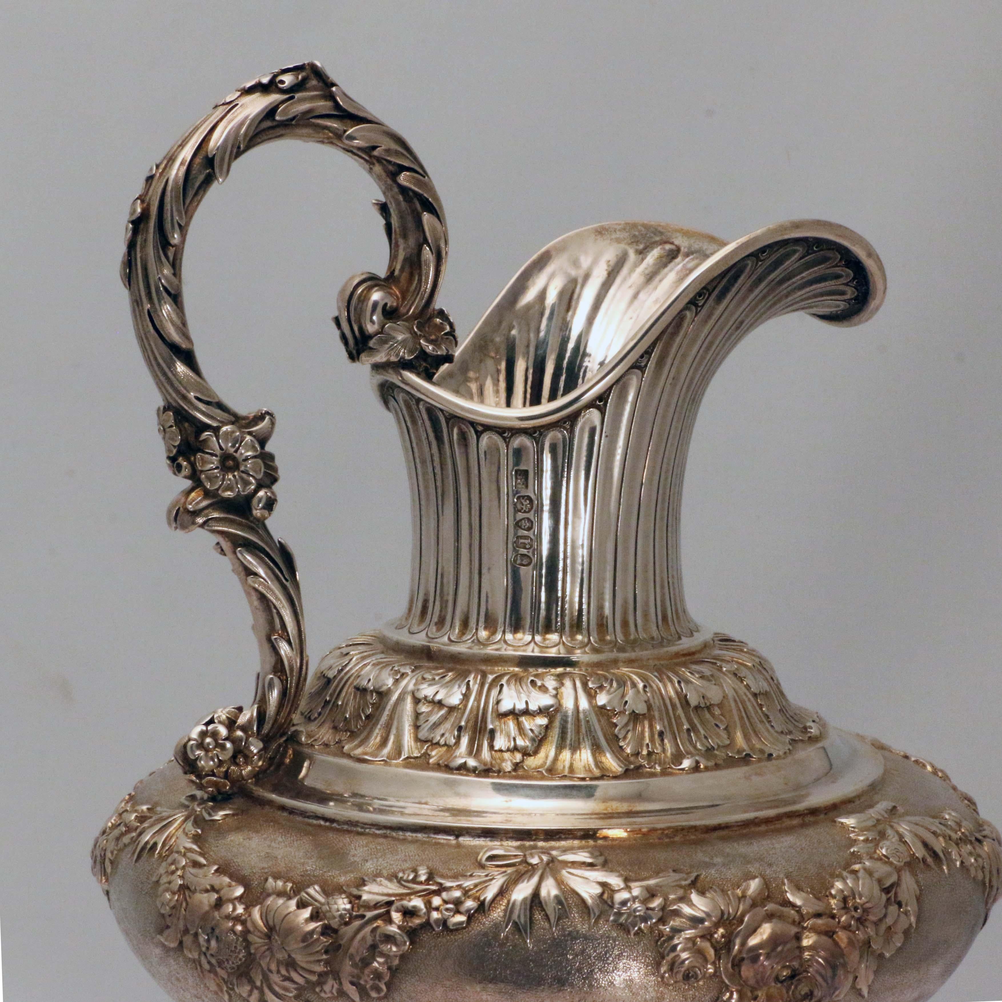 William IV Hall Marked Silver Claret Jug by Benjamin Smith In Good Condition In Montreal, QC