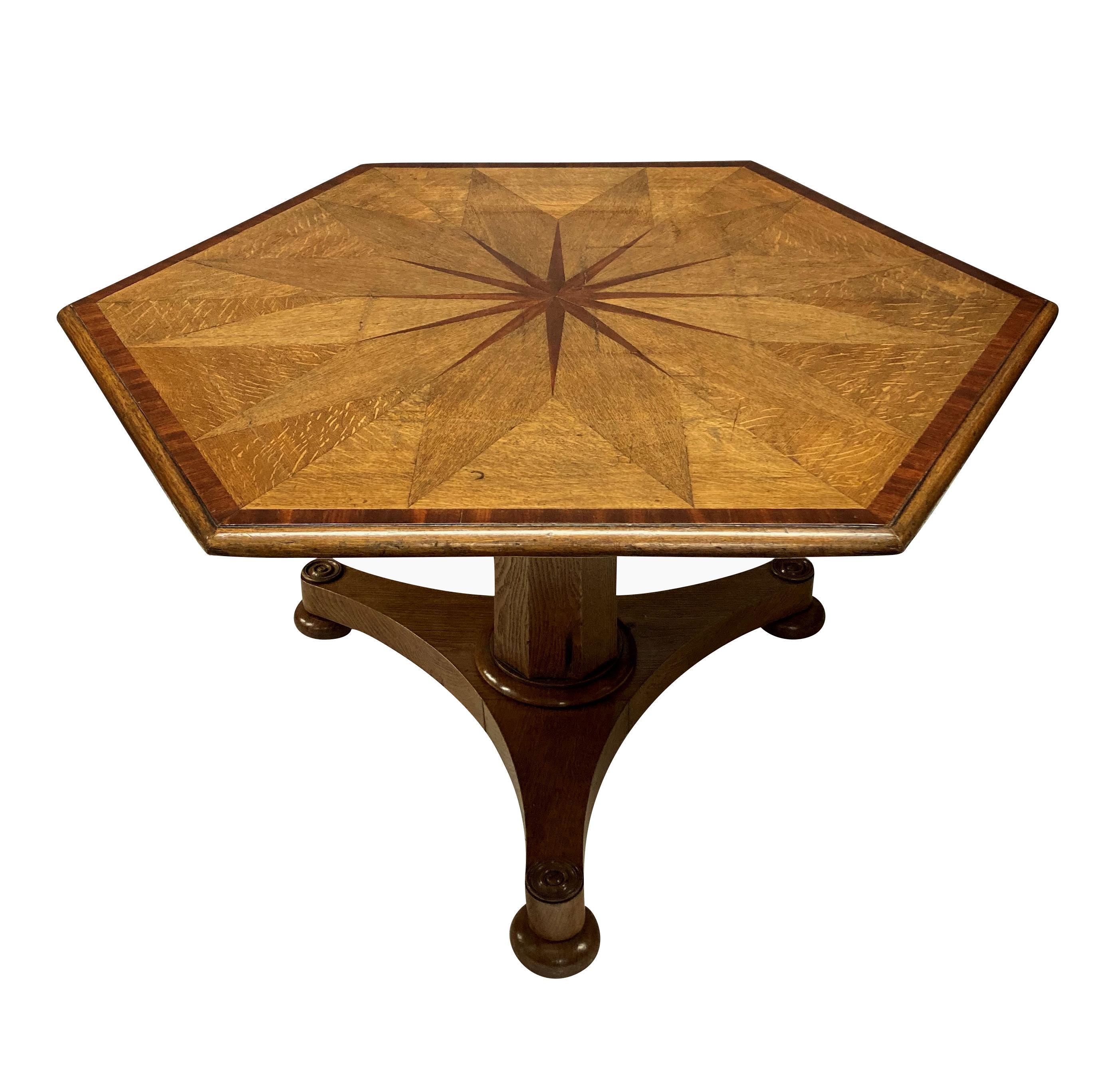 English William IV Hexagonal Geometric Centre Table