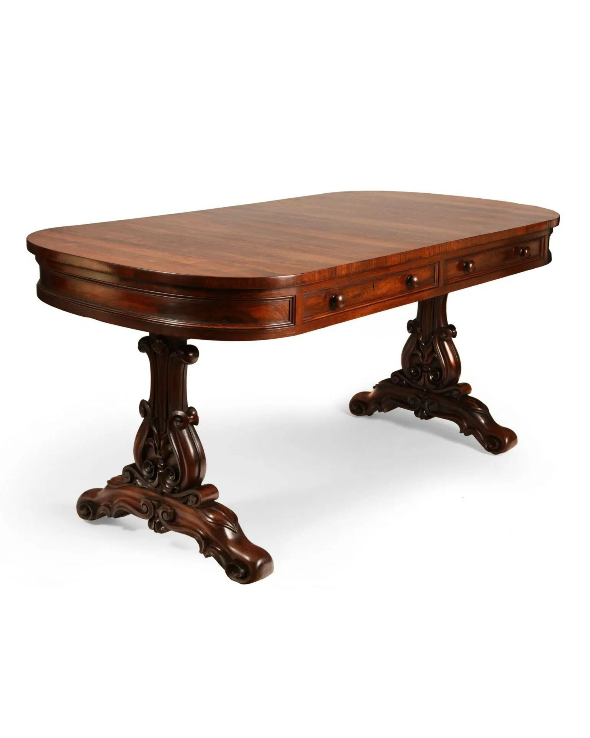 William IV Irish Rosewood Library Table by Williams & Gibton, 19th Century