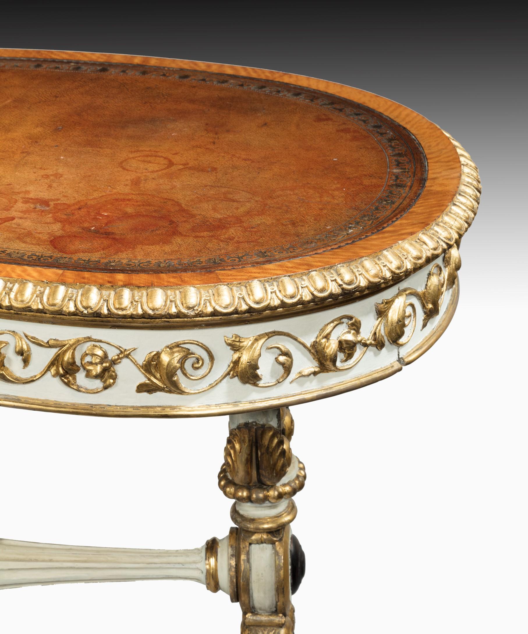 William IV Kidney Shaped Writing Table with Carved Giltwood and White Painted For Sale 3