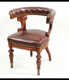 William IV Leather and Mahogany Desk Chair England 1830s