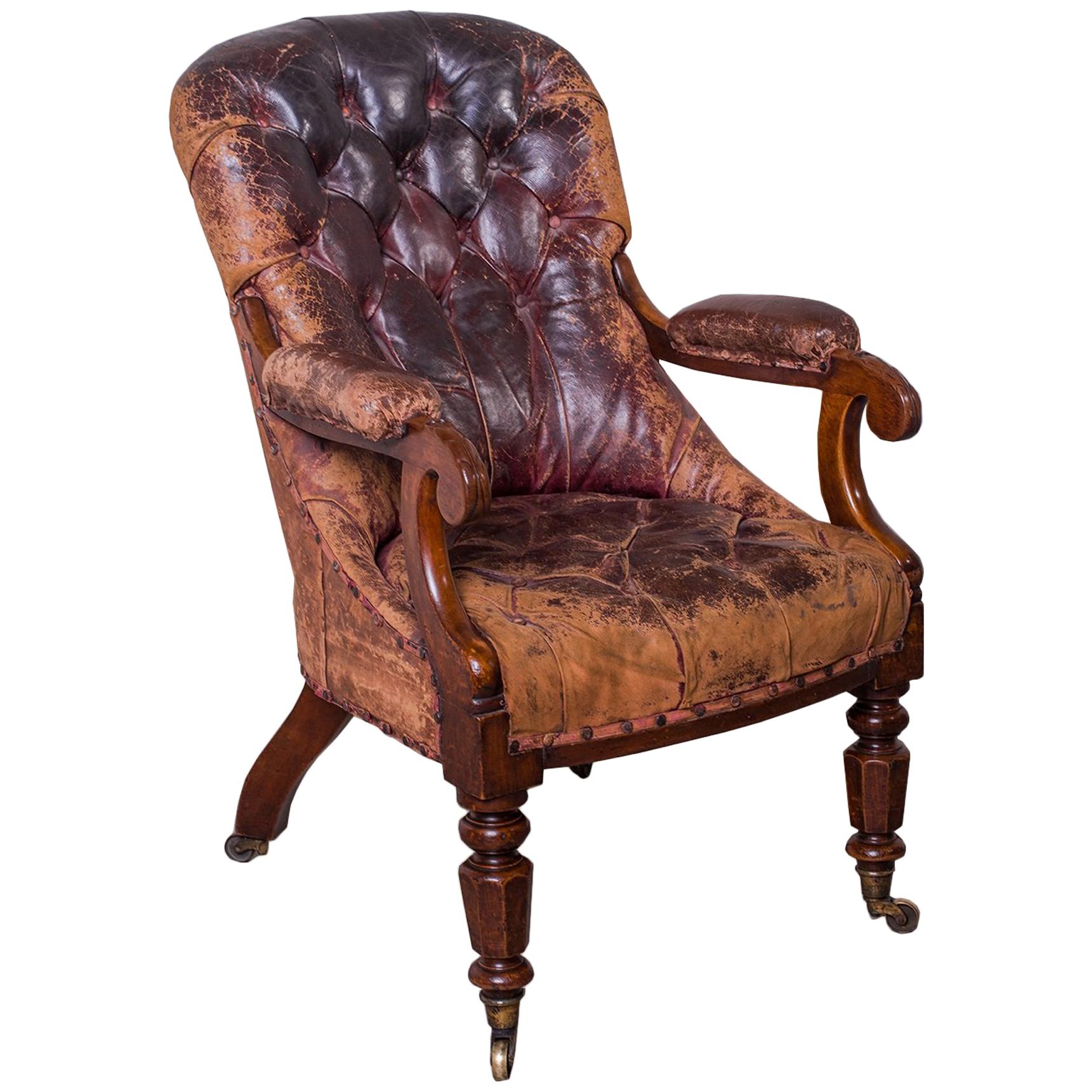 William IV Leather Armchair, circa 1835 For Sale