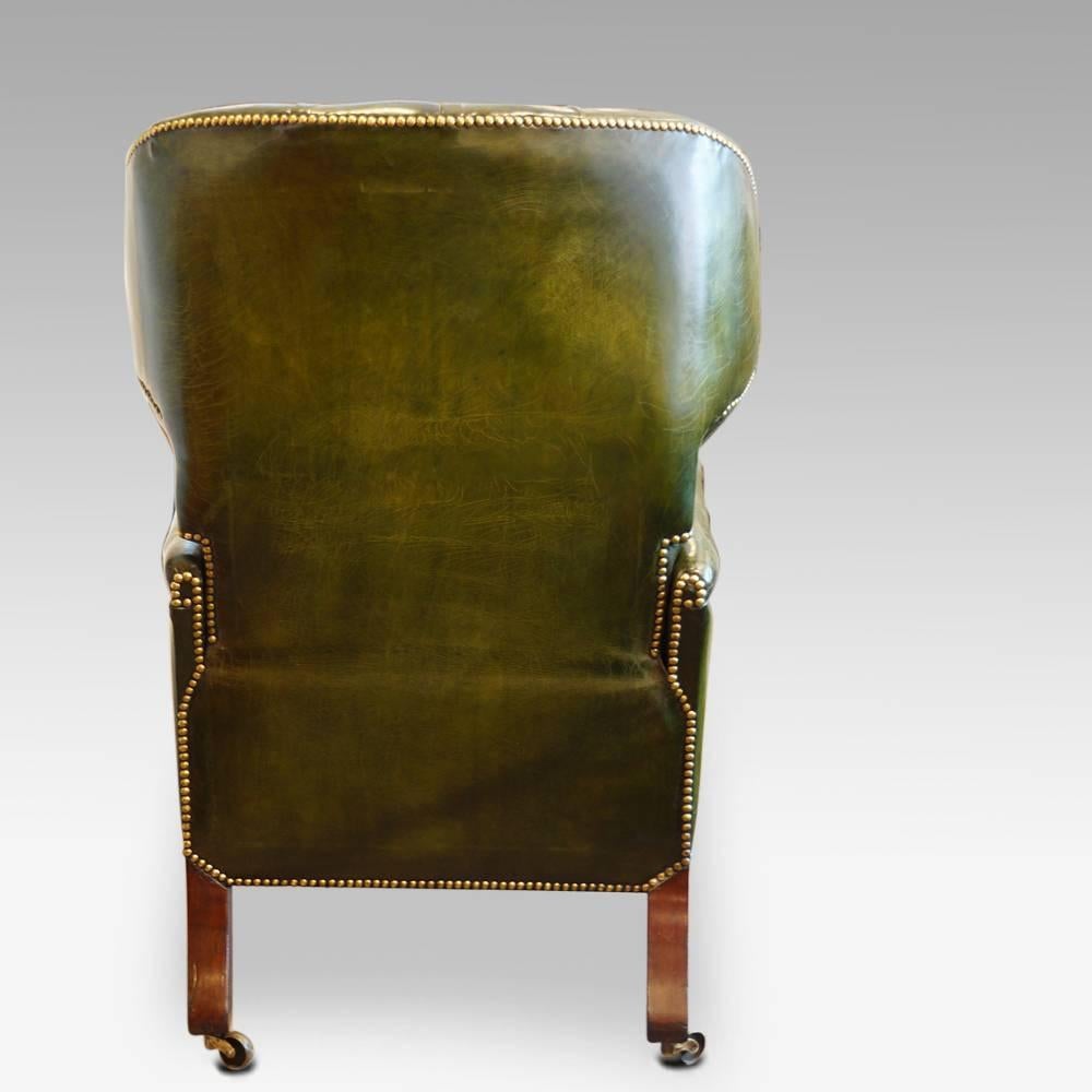 William IV Leather Button Back Reclining Patent Library Chair In Excellent Condition In Salisbury, Wiltshire